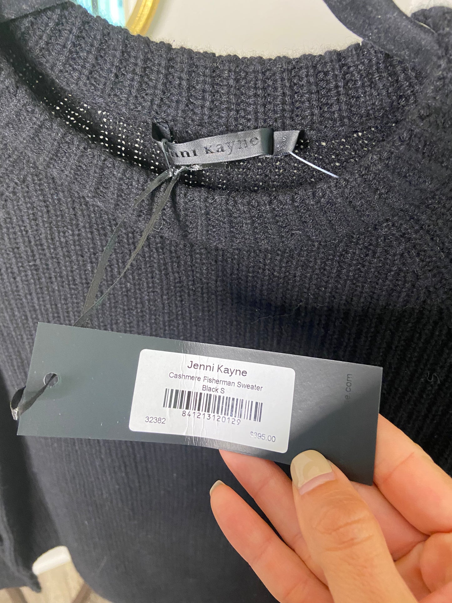 Jenni Kayne Black Cashmere Fisherman Sweater size S