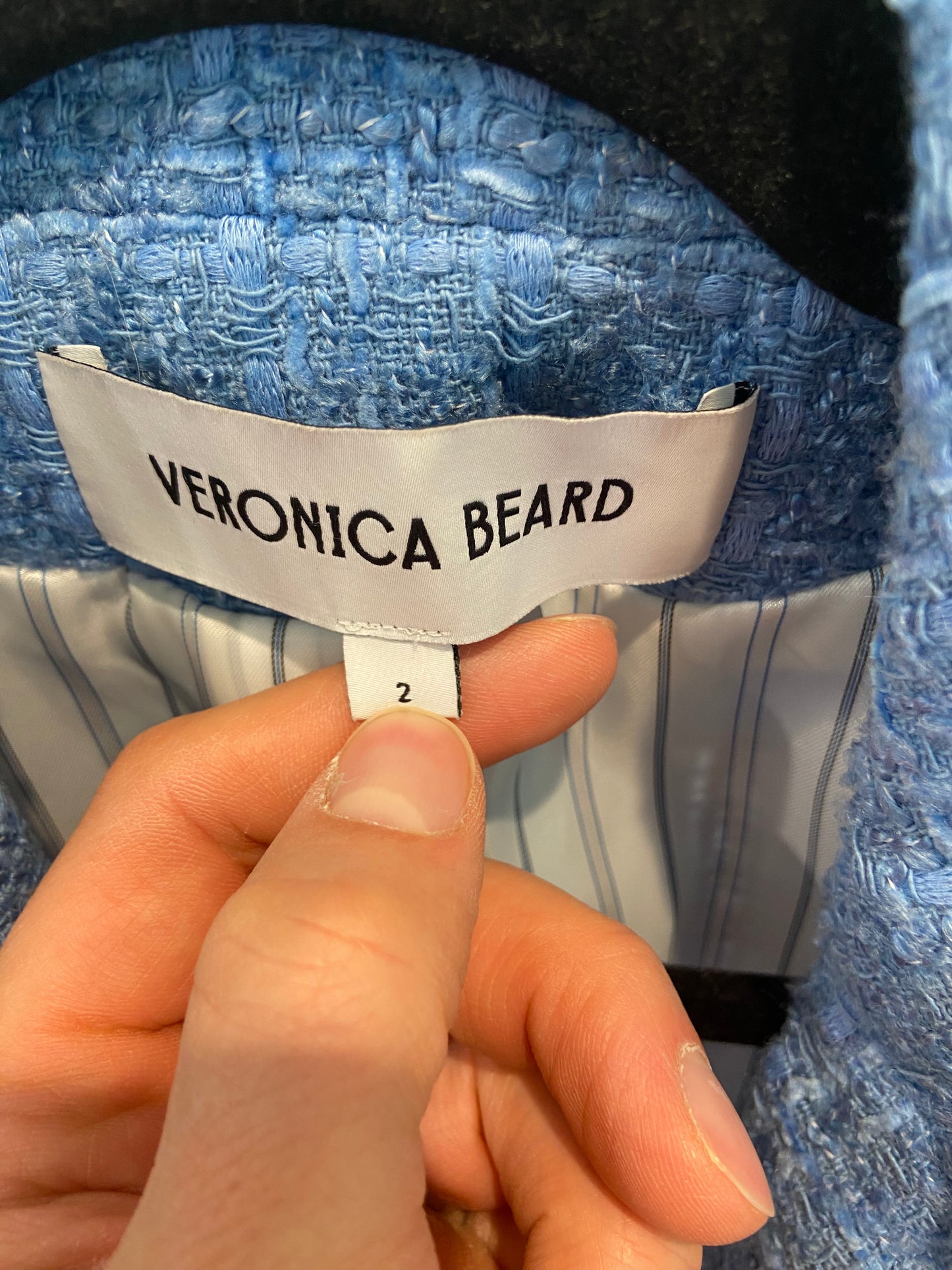 Veronica Beard Hosanna Tweed Dickey Jacket in Skylight size 2