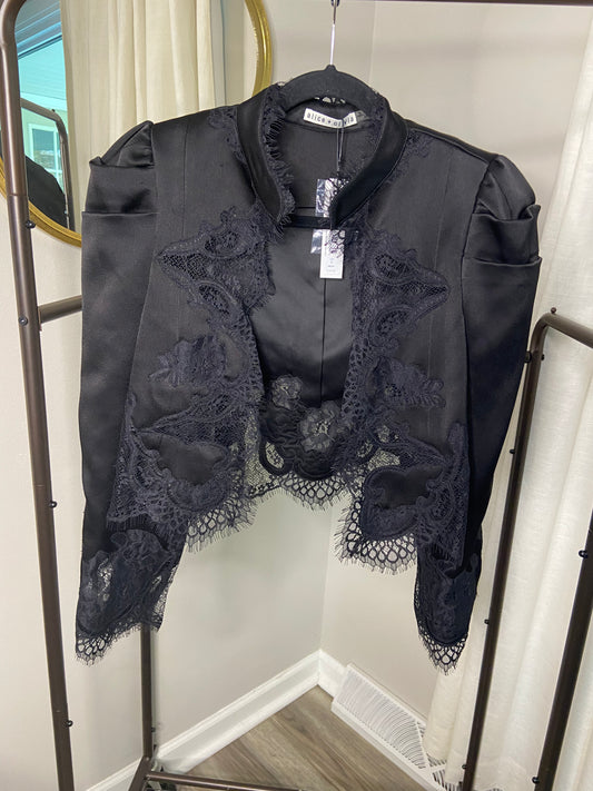 Alice and Olivia Thomasina Puff Sleeve Cropped Jacket size XL