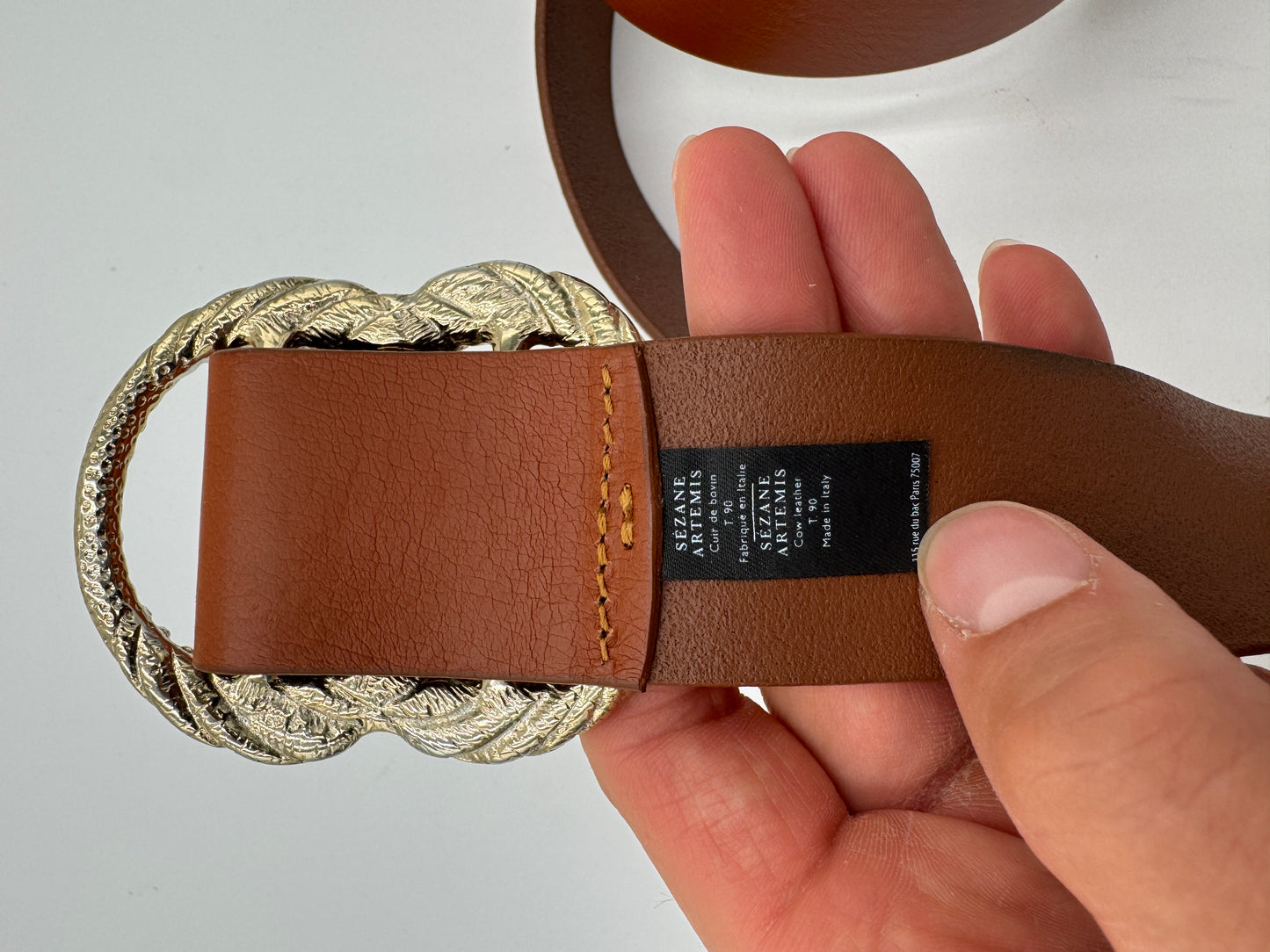 Sezane Artemis Belt in Natural Heritage Leather size 90