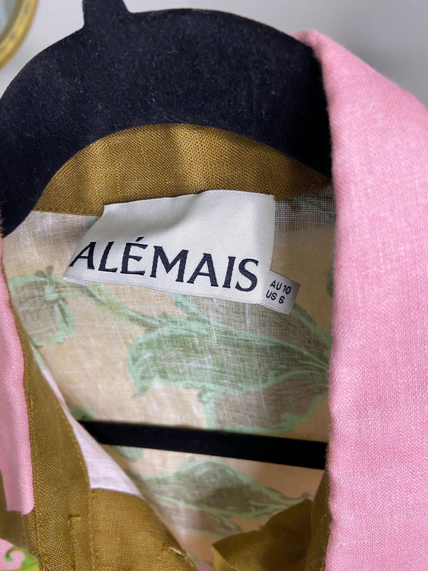 Alemais Winnie Floral Button Down Linen Shirt size US 6