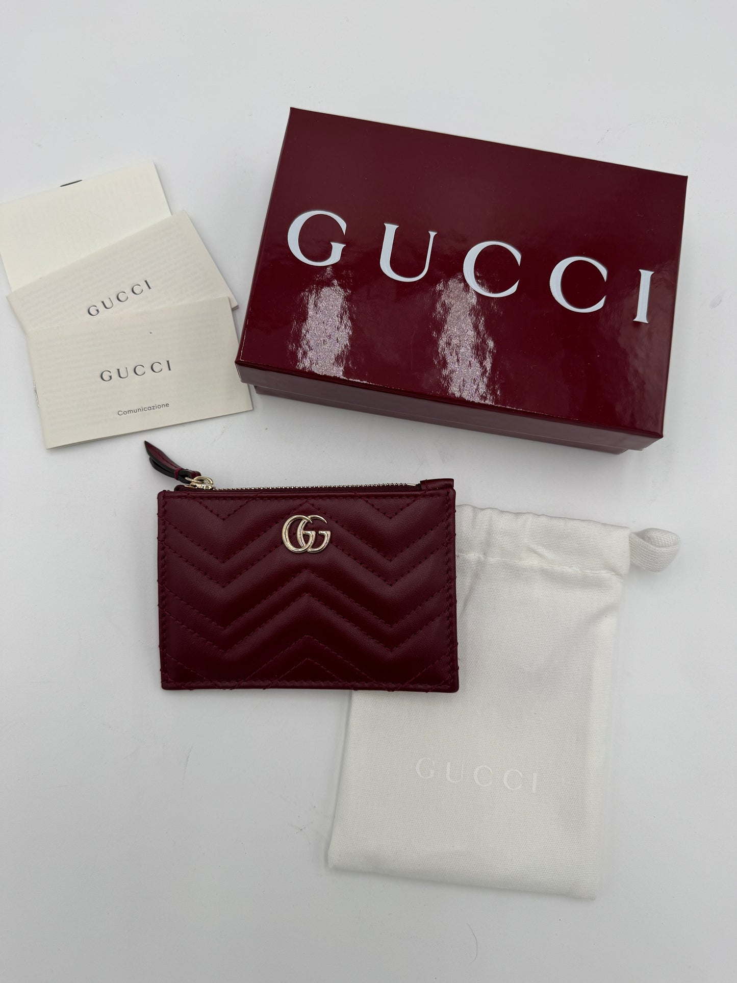 Gucci GG Marmont Zip Key Pouch Leather - Bordeaux