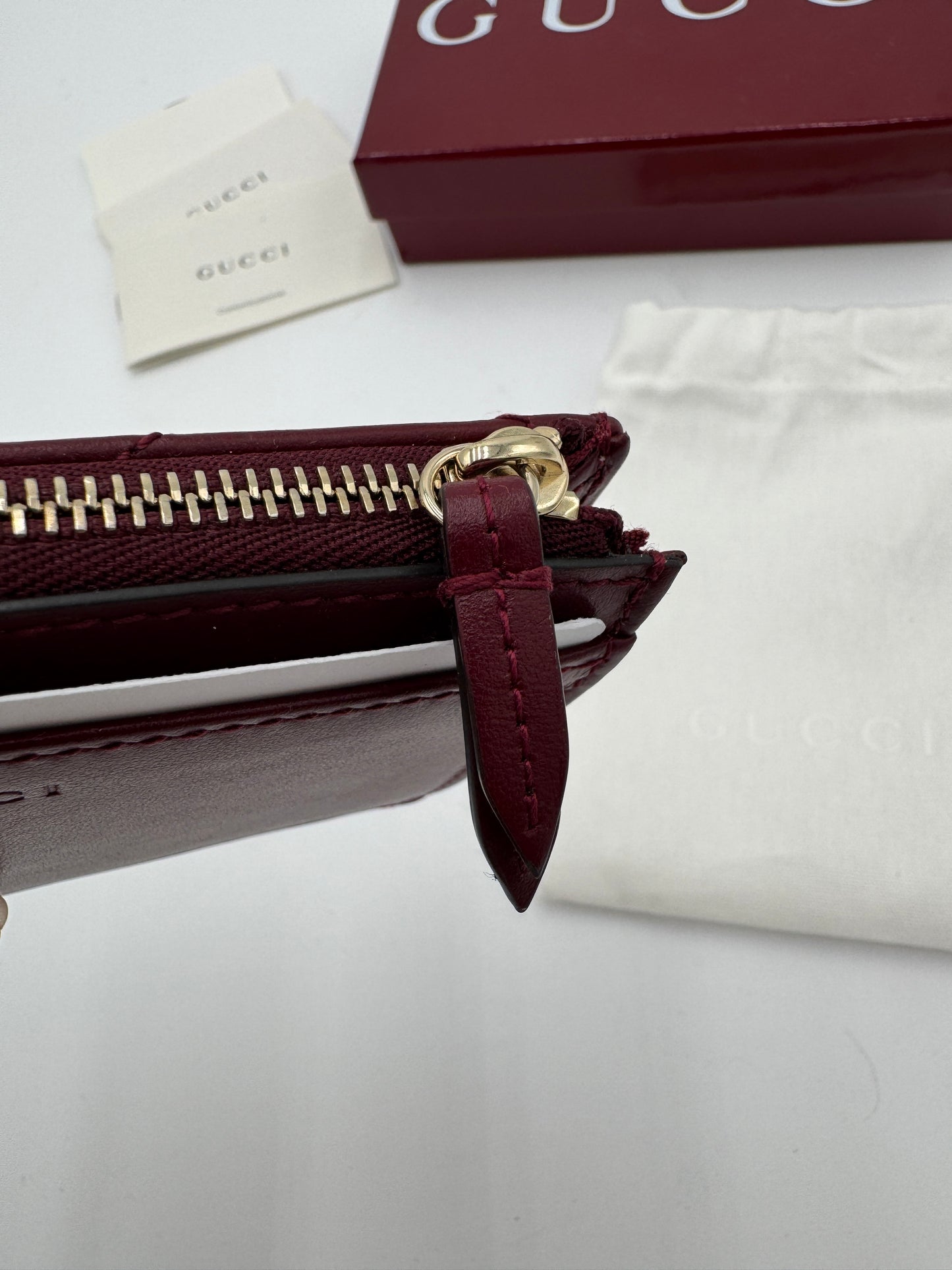 Gucci GG Marmont Zip Key Pouch Leather - Bordeaux