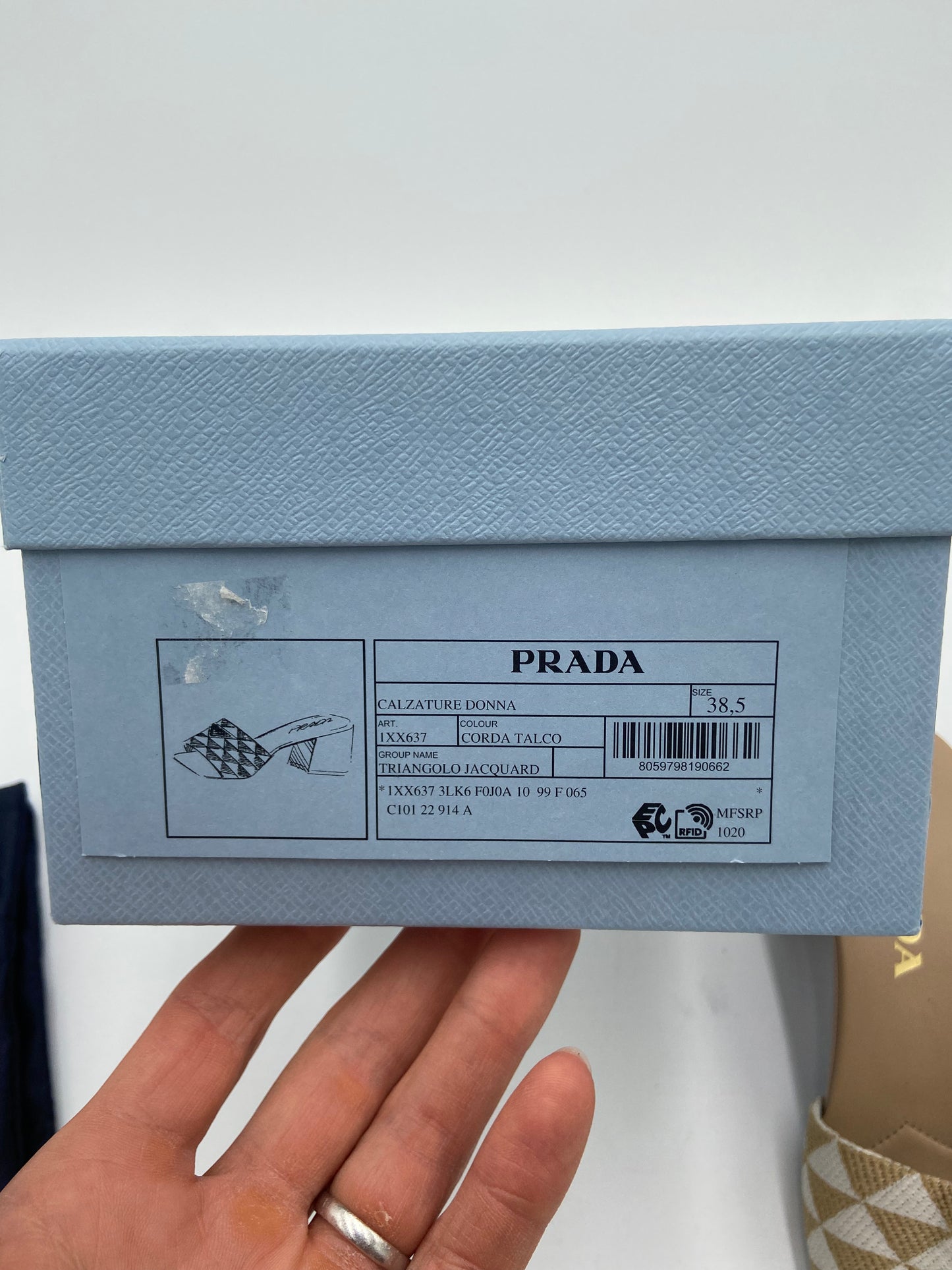 Prada Triangle Jacquard Slide Sandal size 38.5