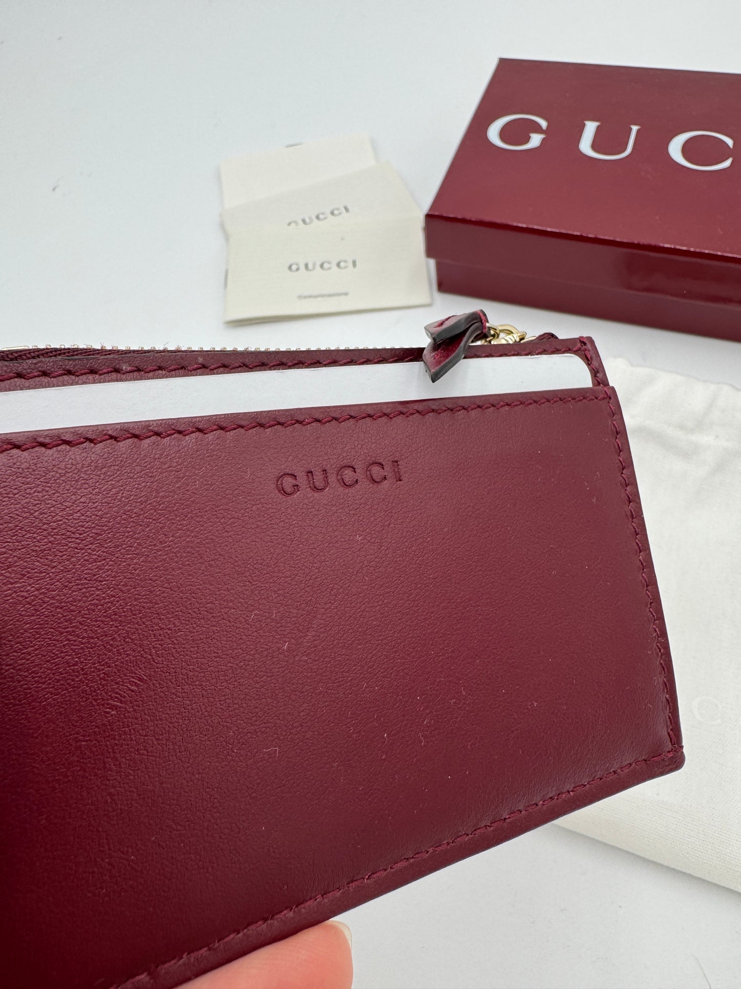 Gucci GG Marmont Zip Key Pouch Leather - Bordeaux