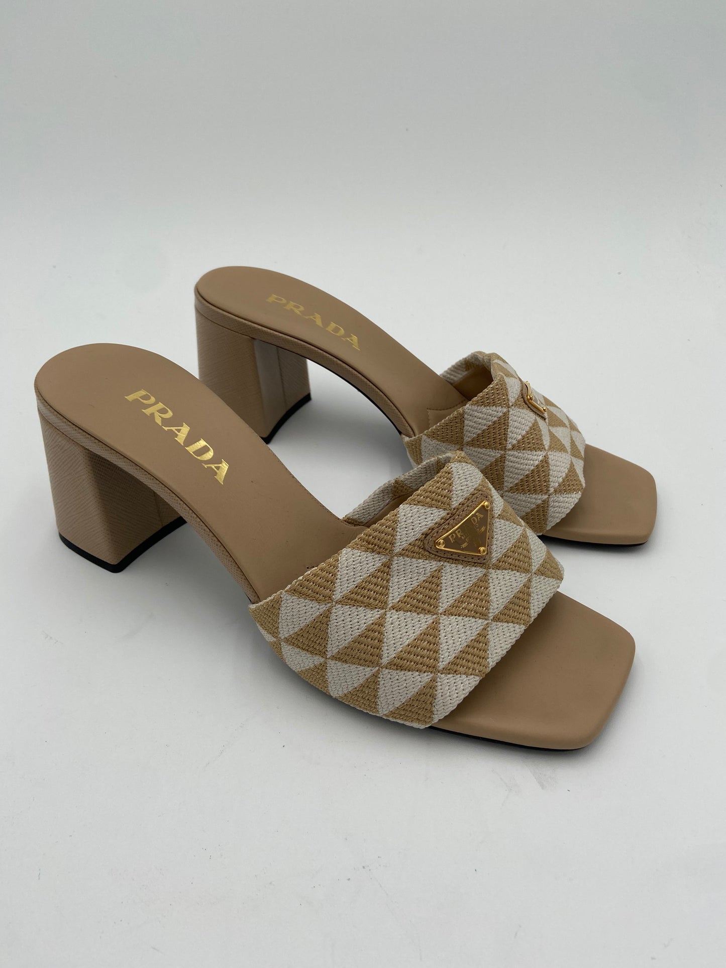 Prada Triangle Jacquard Slide Sandal size 38.5