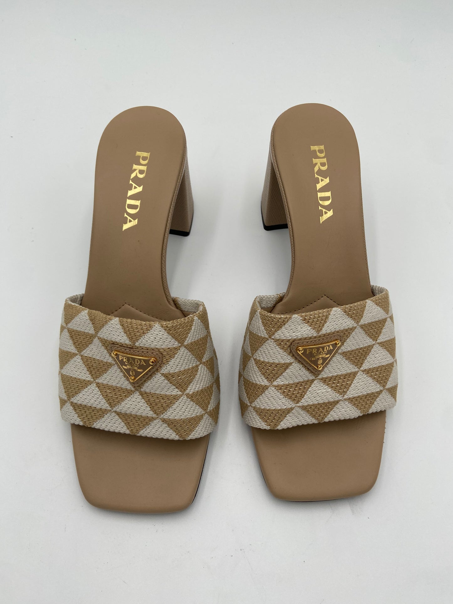 Prada Triangle Jacquard Slide Sandal size 38.5