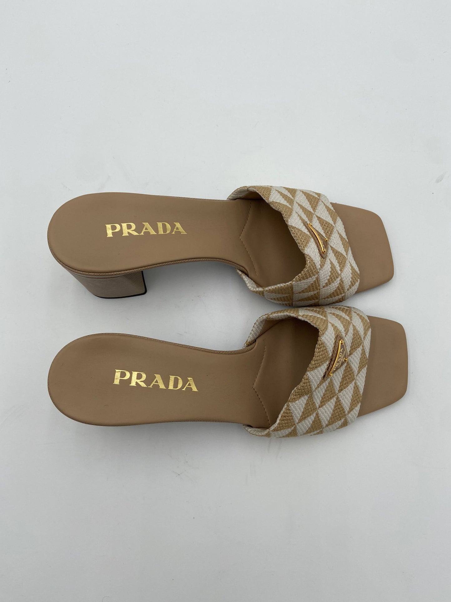 Prada Triangle Jacquard Slide Sandal size 38.5
