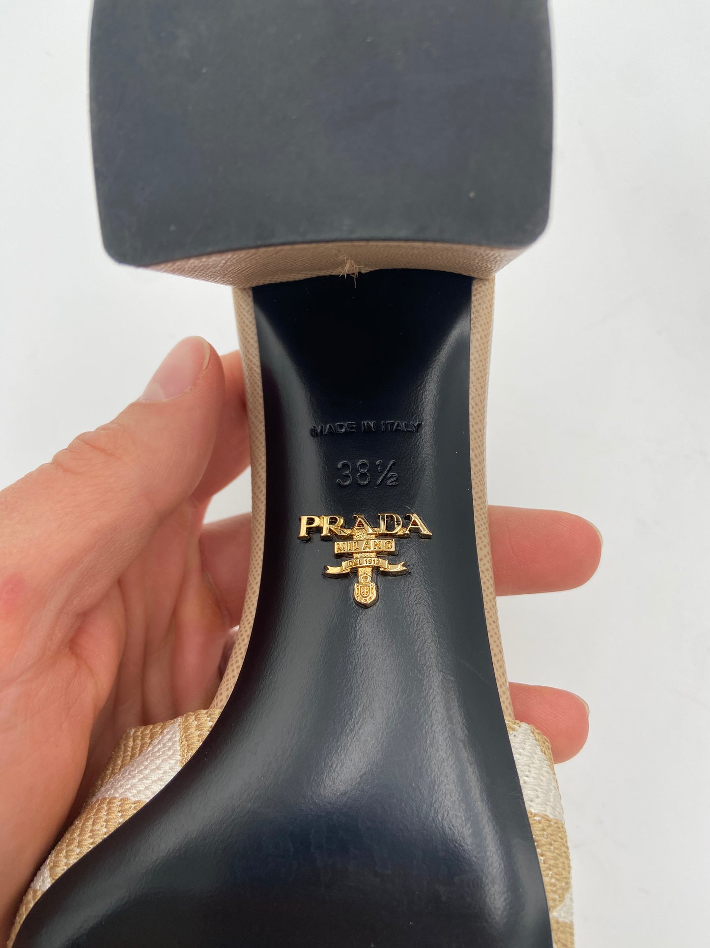 Prada Triangle Jacquard Slide Sandal size 38.5