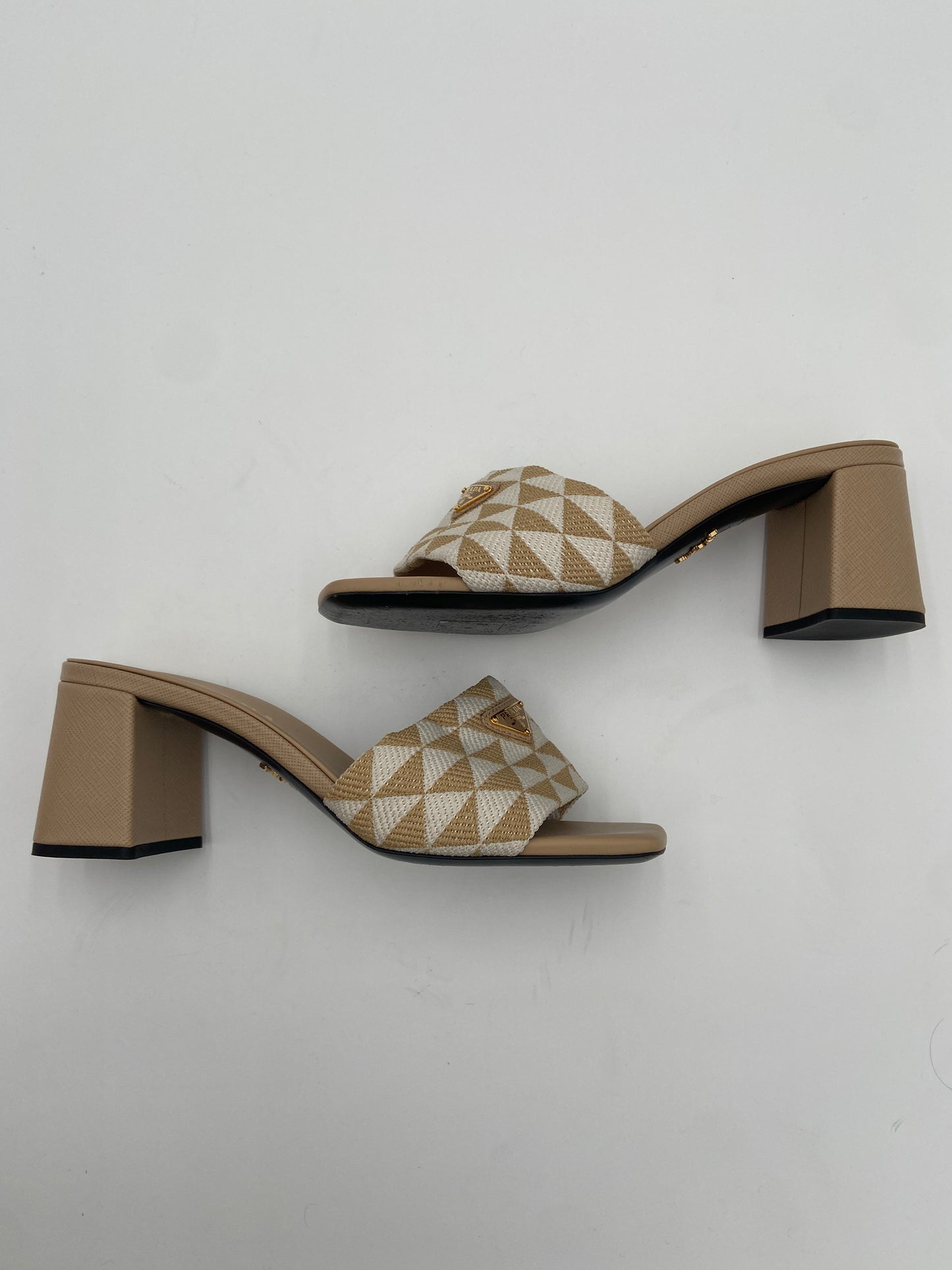 Prada Triangle Jacquard Slide Sandal size 38.5