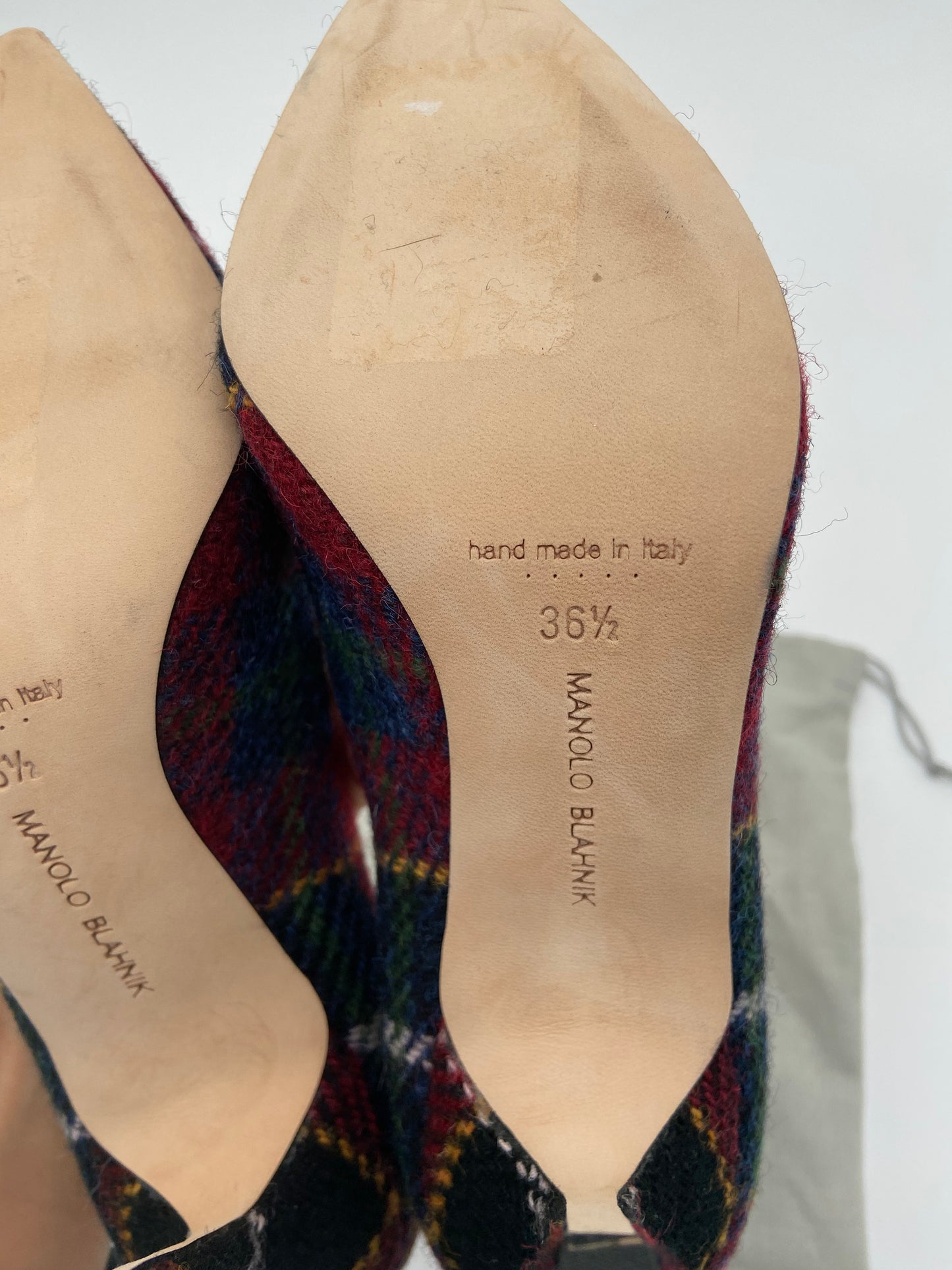 Manolo Blahnik BB 105 Check Wool Pumps size 36.5