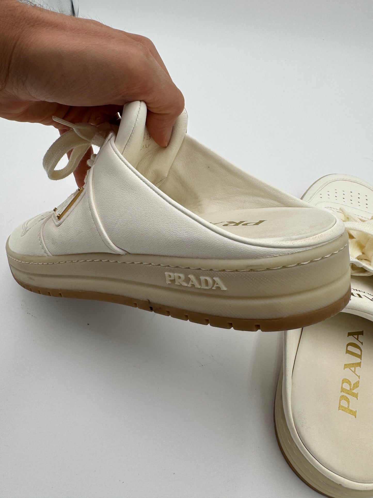Prada Nappa Leather Sneaker Mules size 39 US 9
