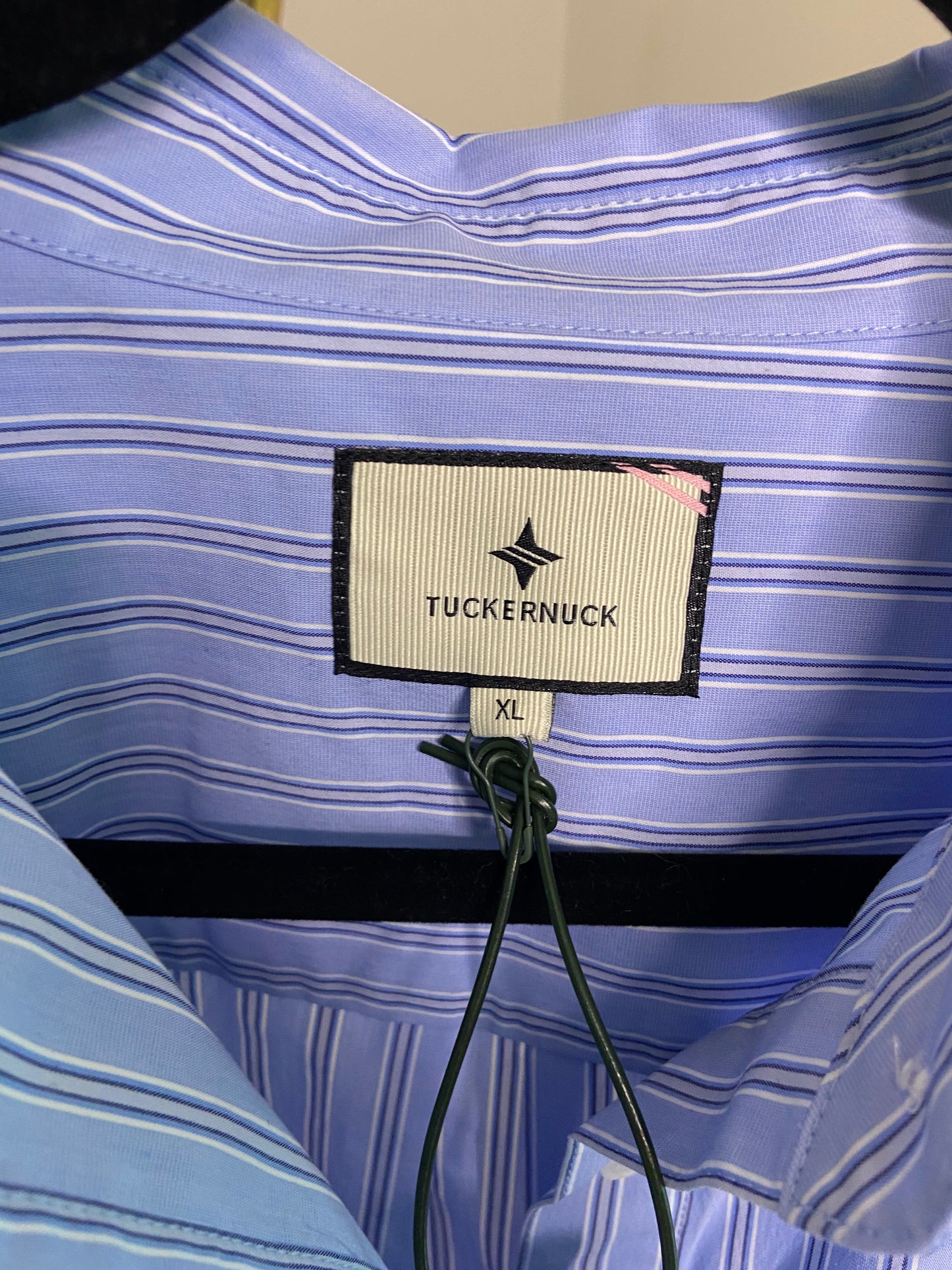 Tuckernuck Blue Stripe Embroidery Carolina Button Down size XL