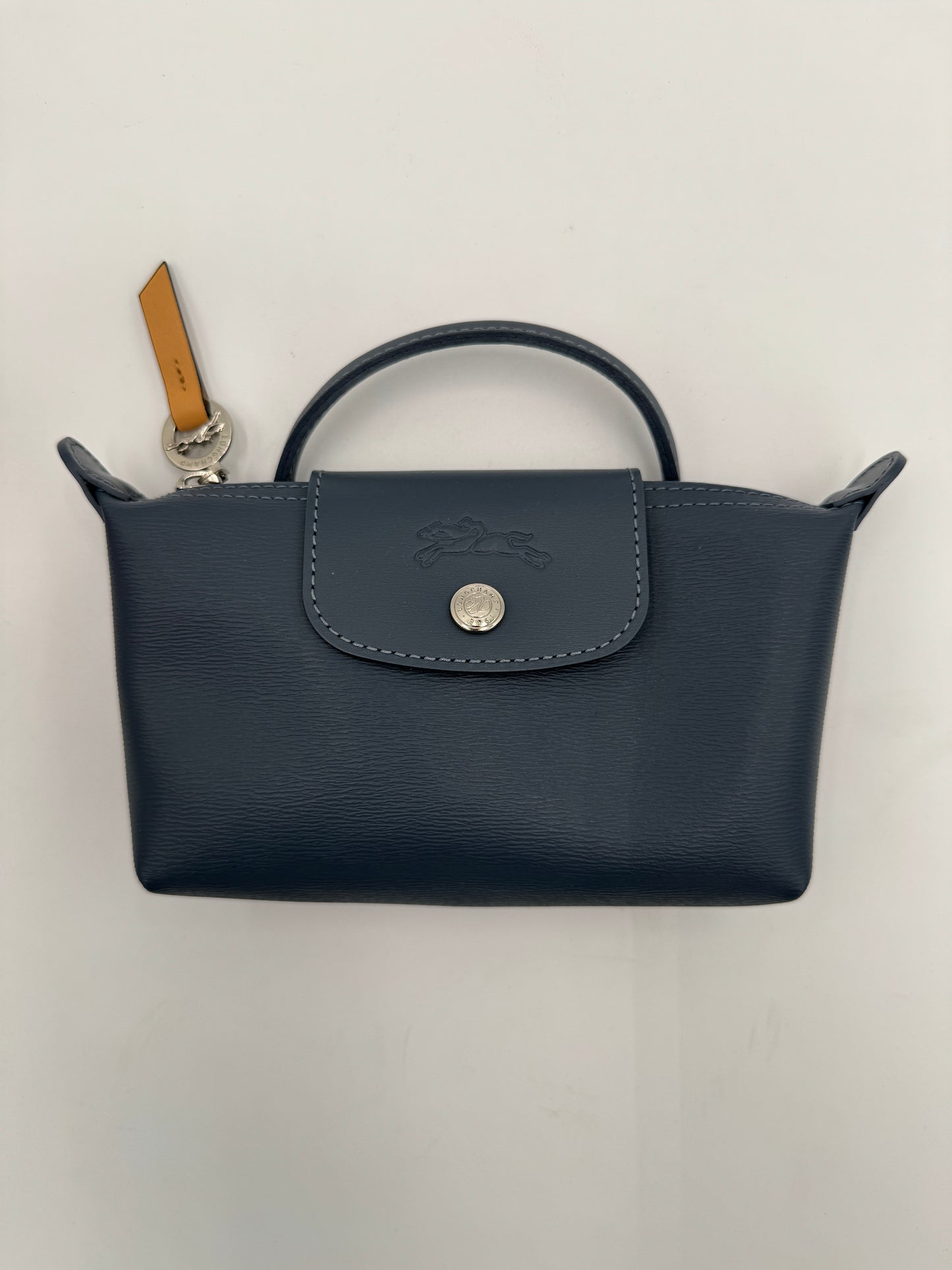 Longchamp Le Pliage Leather City Mini Top Handle Cosmetic Pouch in Slatex