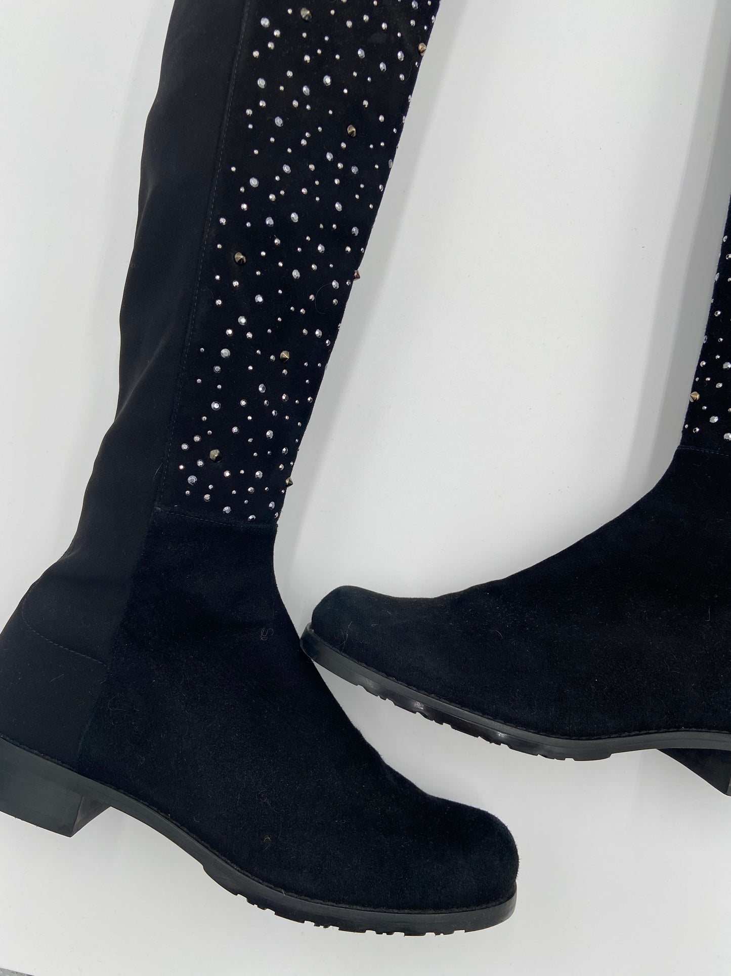 Stuart Weitzman 5050 Suede Embellished Over The Knee Boots size 7.5