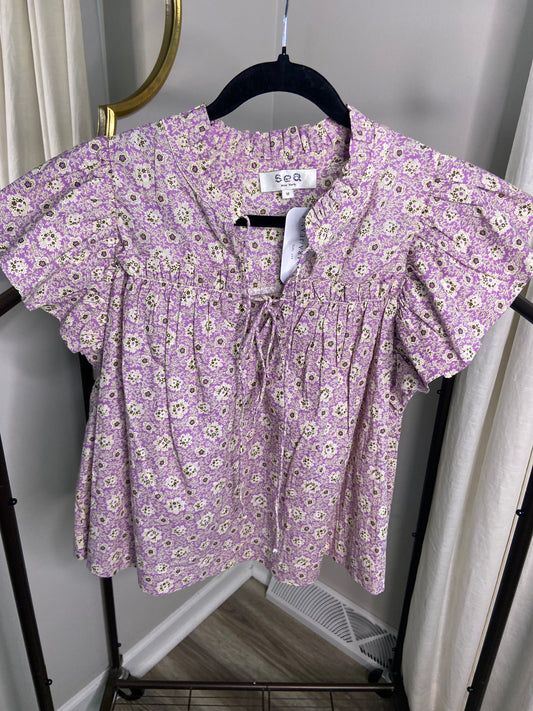 Sea New York Purple Ida Ruffled Sleeve Blouse size M