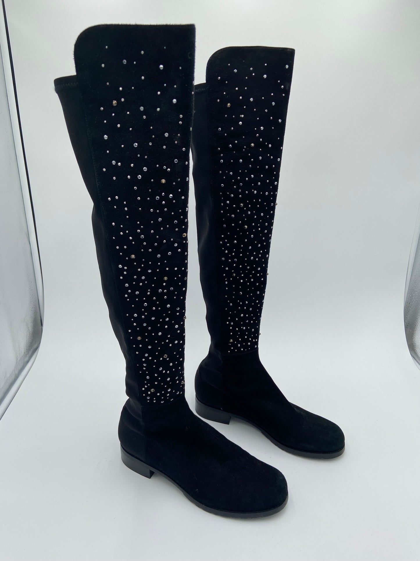 Stuart Weitzman 5050 Suede Embellished Over The Knee Boots size 7.5
