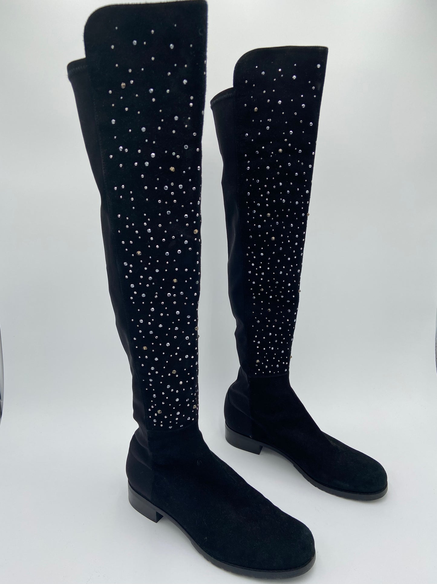 Stuart Weitzman 5050 Suede Embellished Over The Knee Boots size 7.5