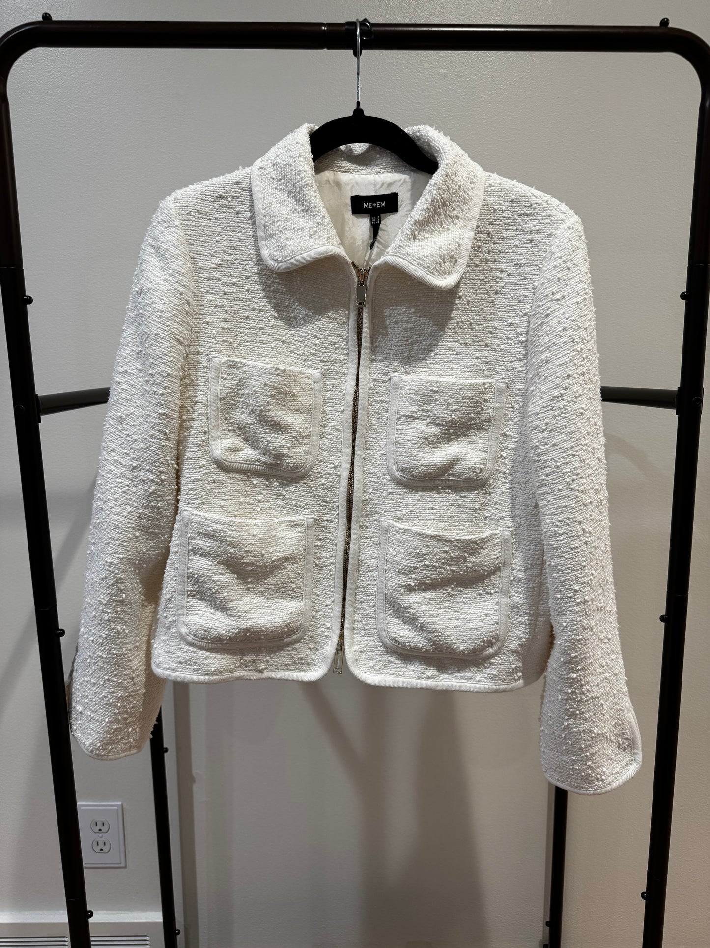 ME+EM Textured Jacket in White size 8