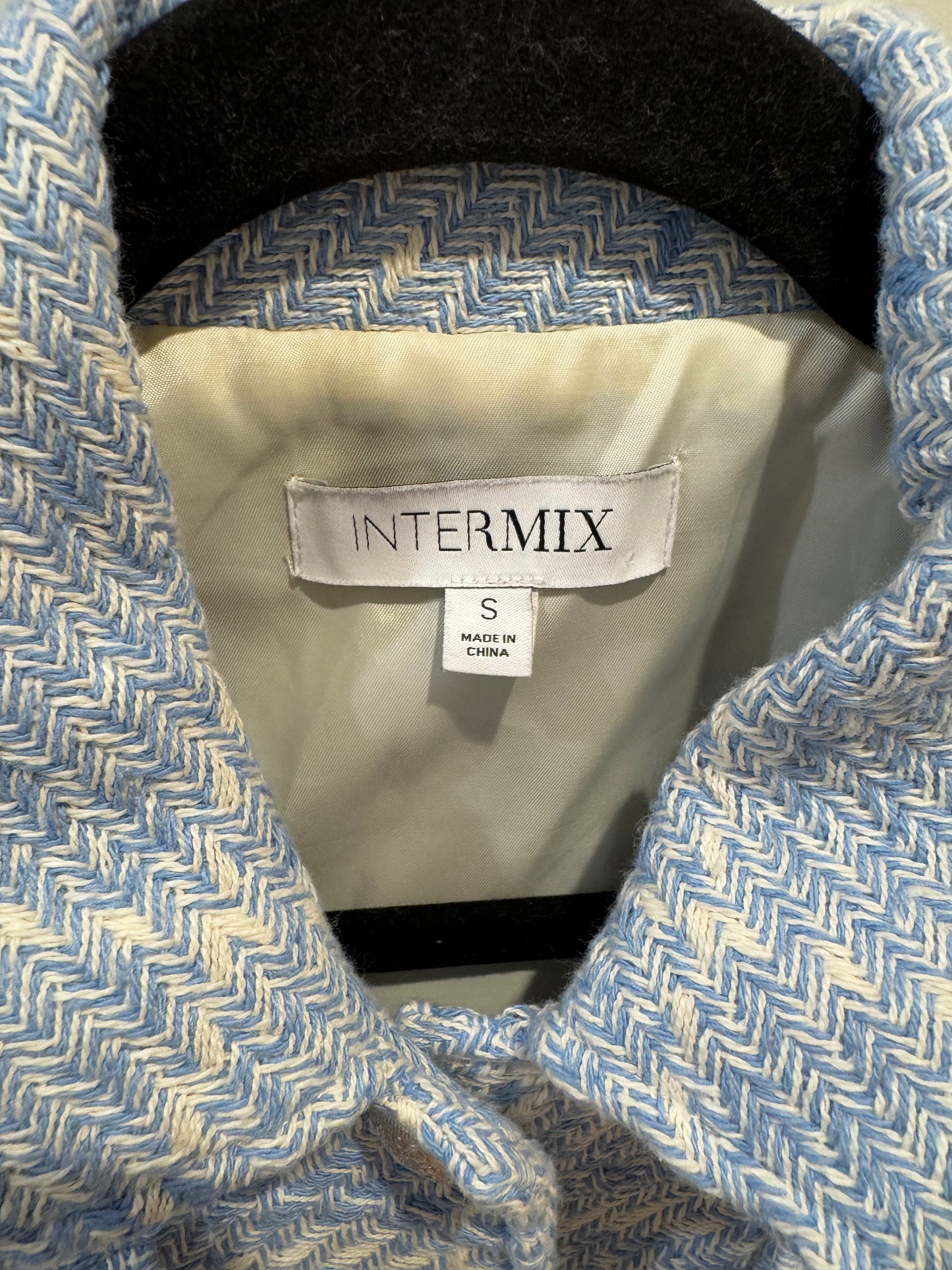 Intermix Alyssa Tweed Cotton Blue Cropped Jacket size S