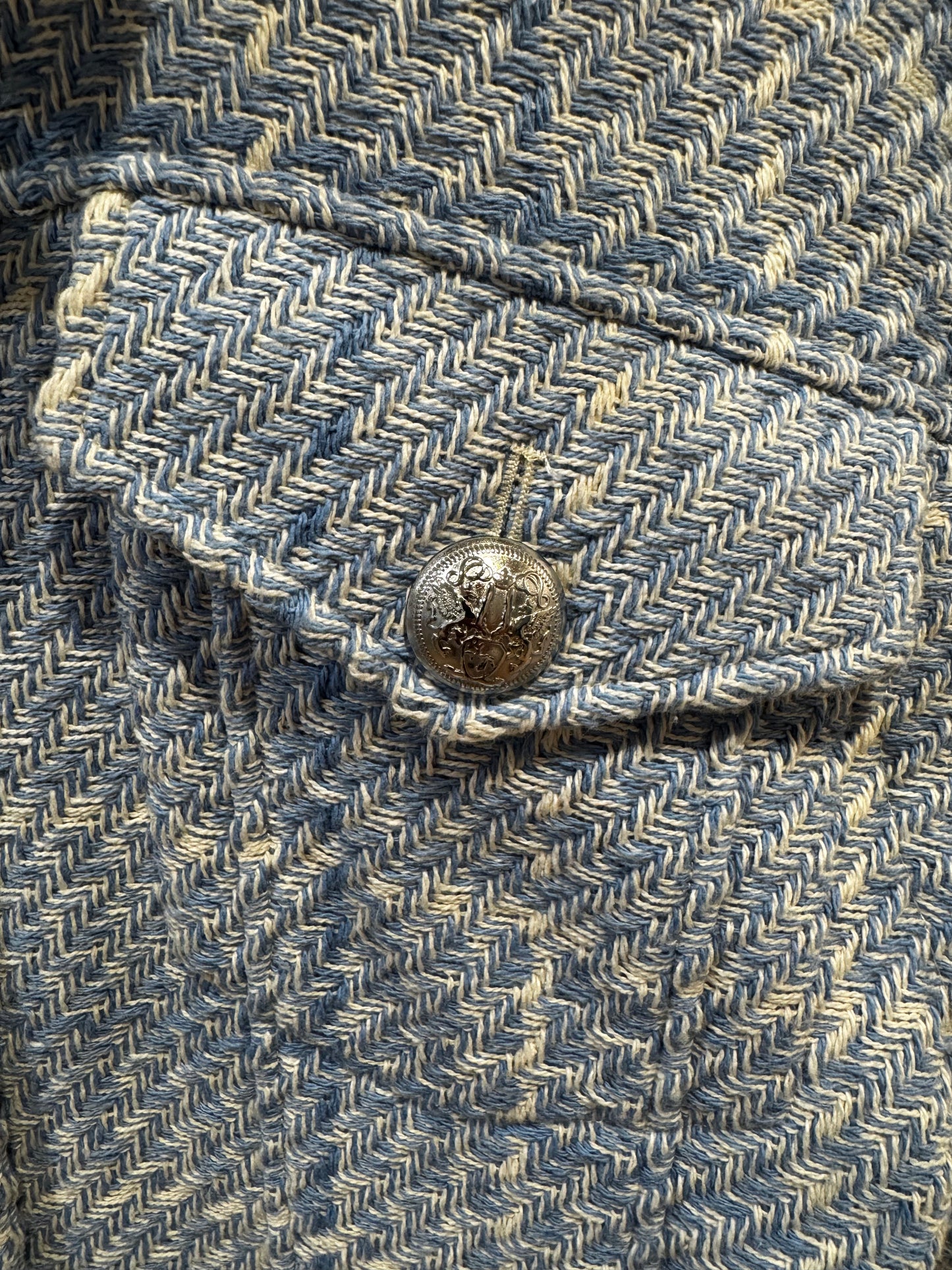 Intermix Alyssa Tweed Cotton Blue Cropped Jacket size S