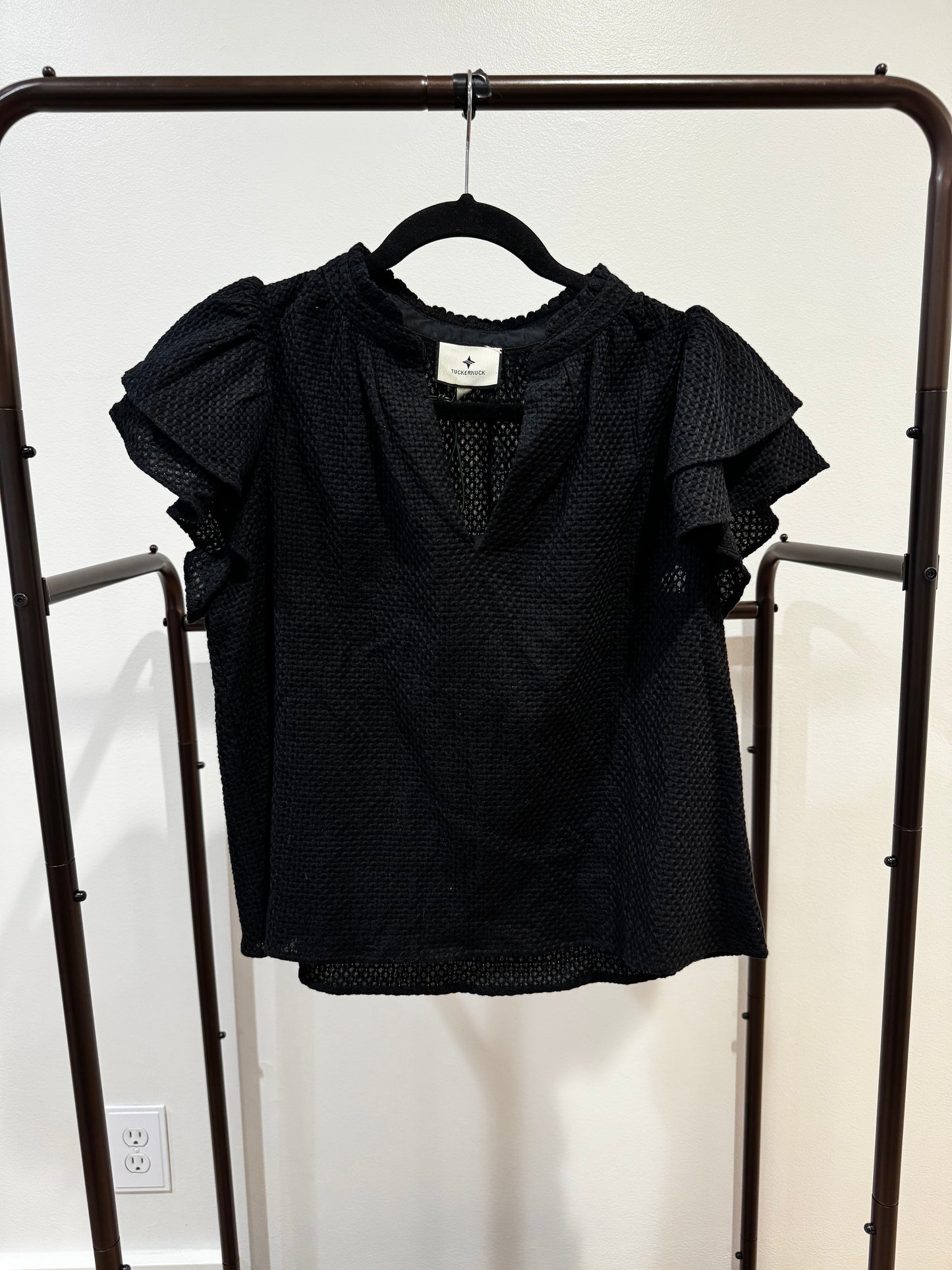 Tuckernuck Black Eyelet Colee Blouse size S