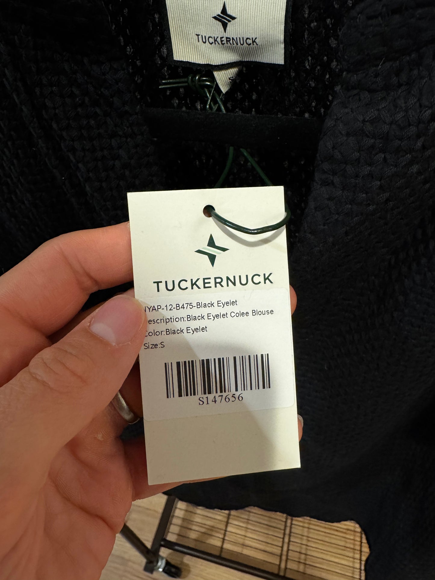 Tuckernuck Black Eyelet Colee Blouse size S