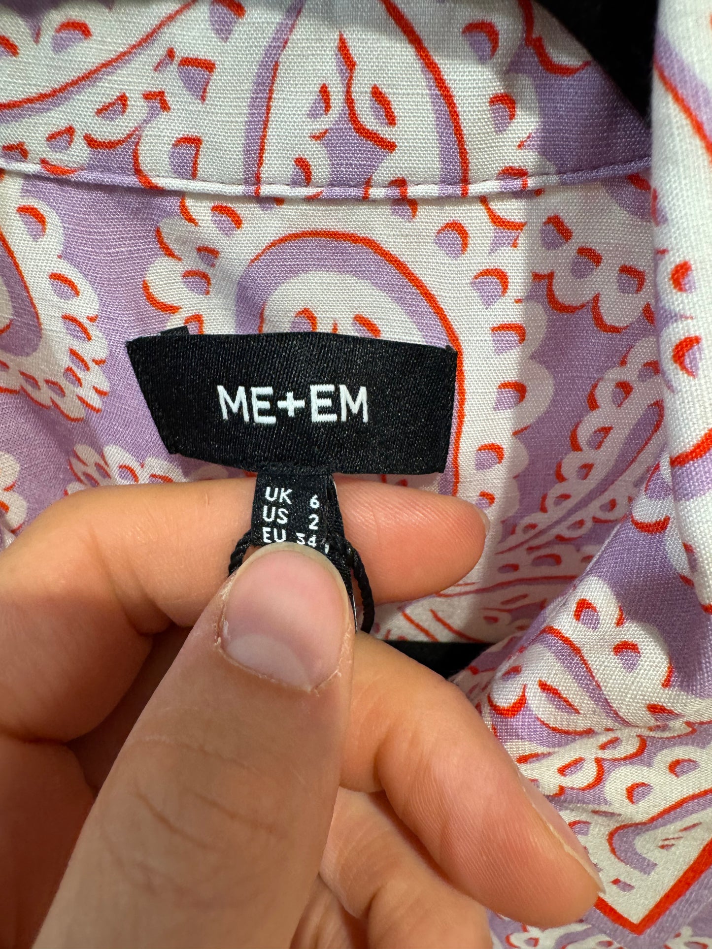ME+EM Linen Blend Lace Midi Shirt Dress size 2