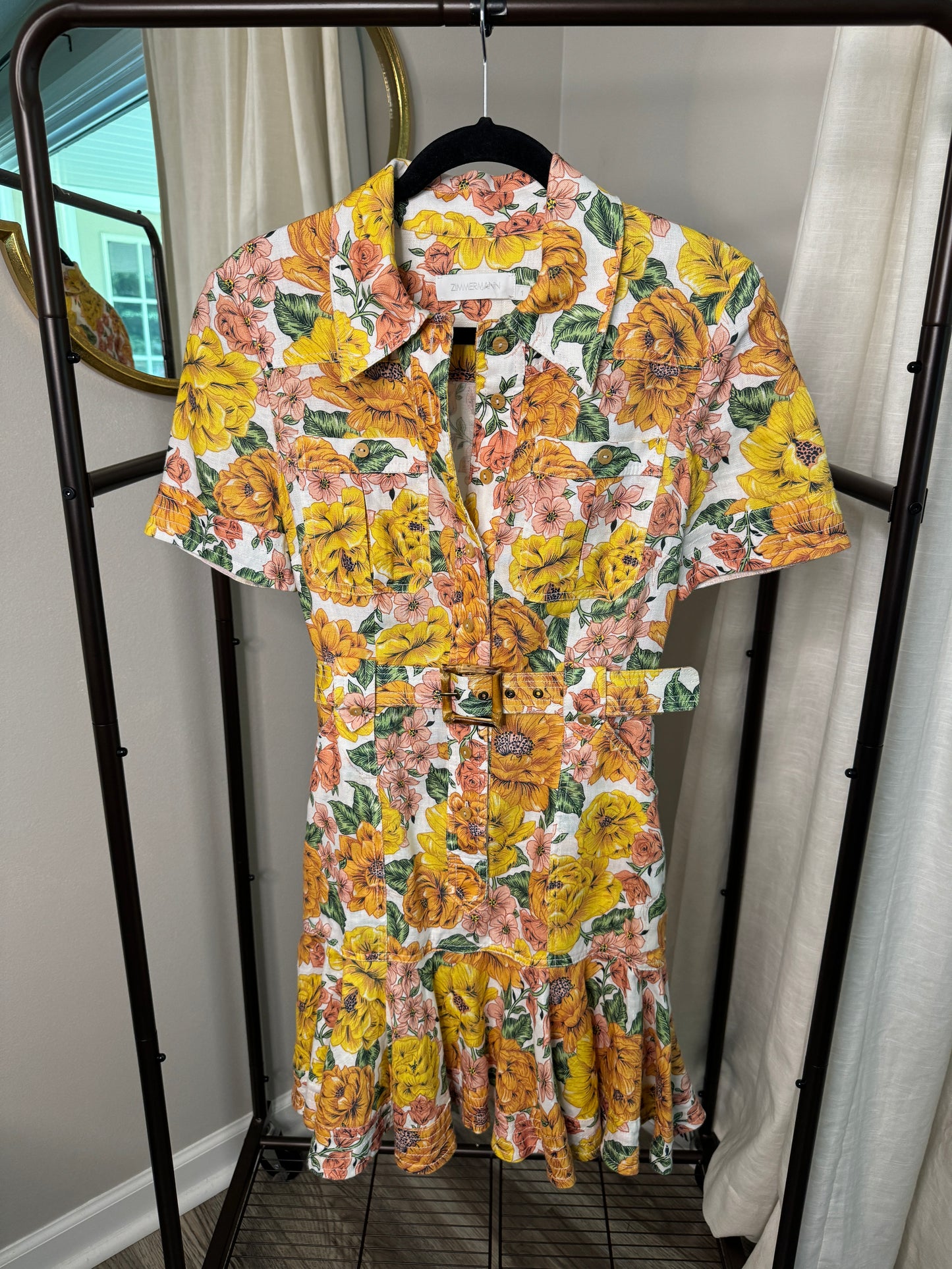 ZIMMERMANN Poppy Belted Mini dress size US 6