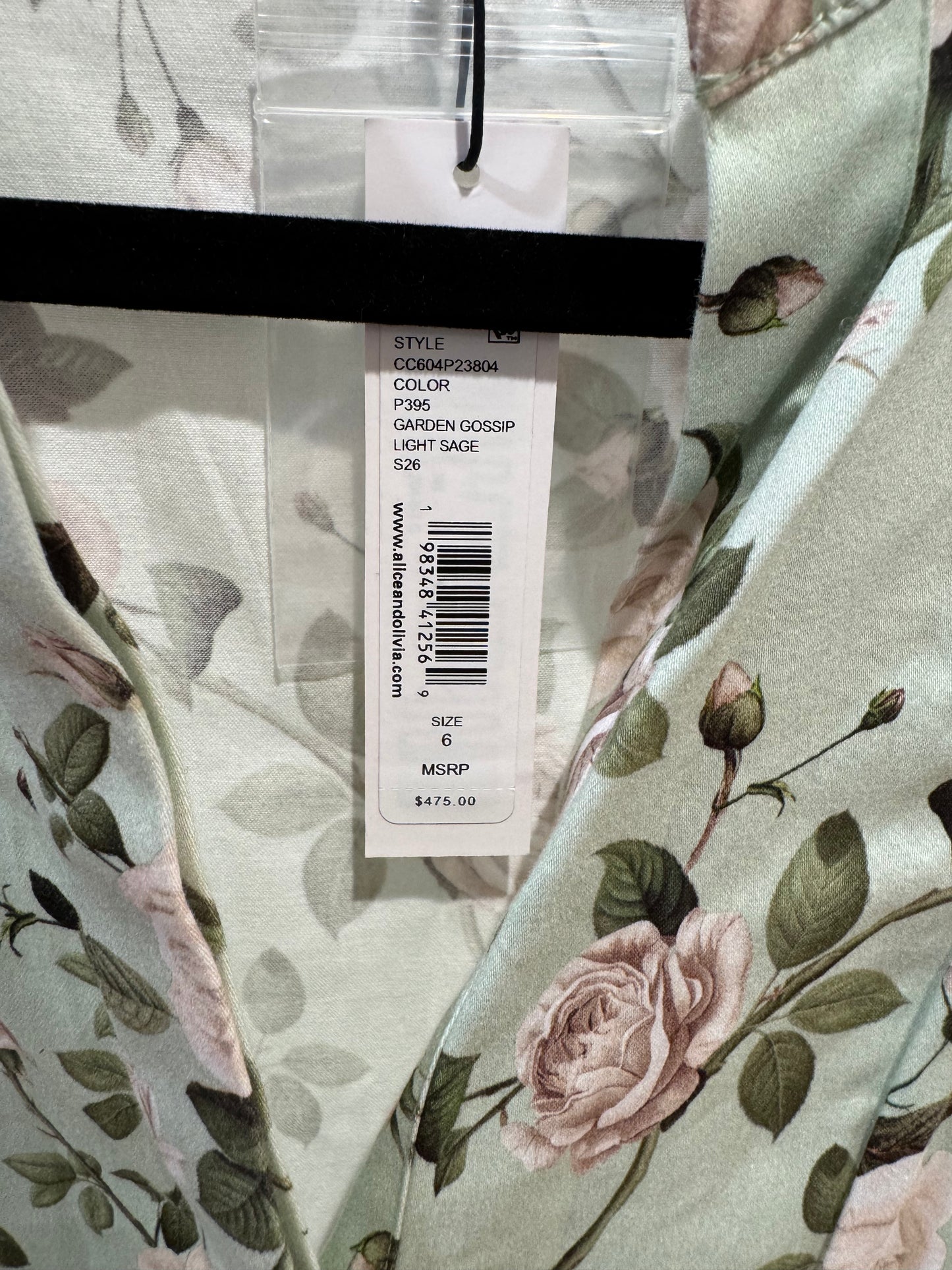Alice and Olivia Lucy Romper in Garden Gossip Light Sage size 6