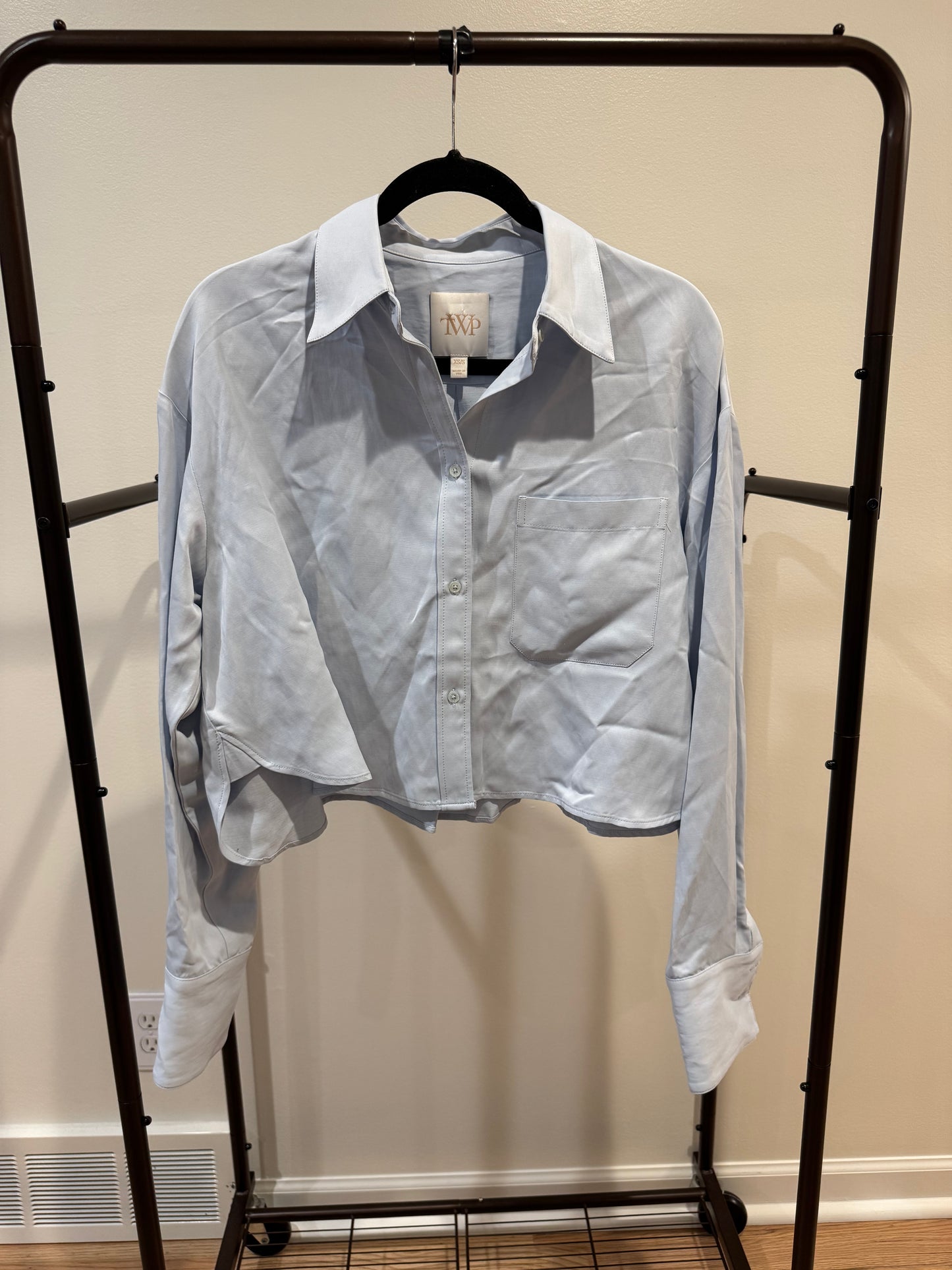 TWP Soon To Be Ex Linen-Blend Crop Shirt size XS/S