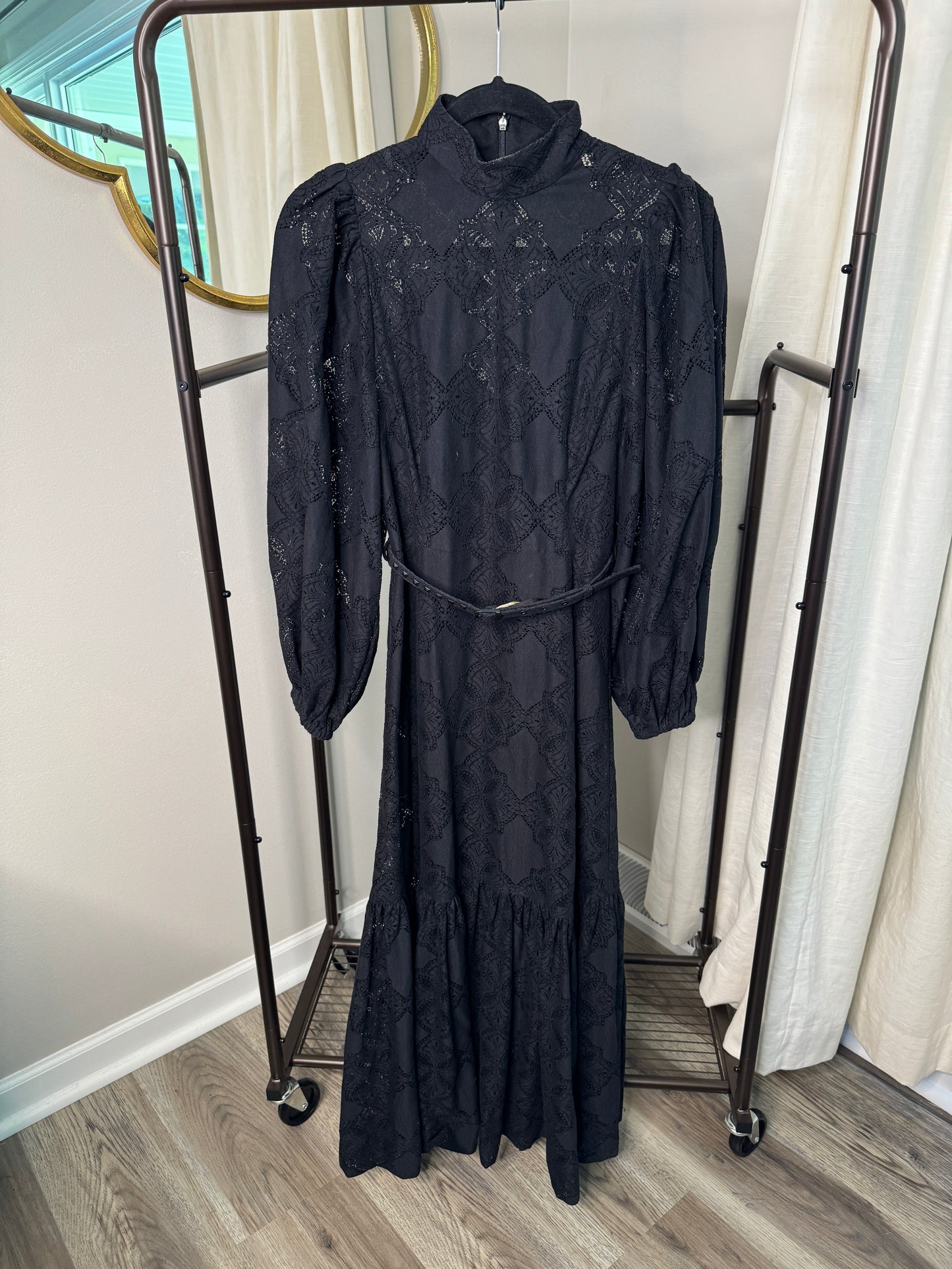 ZIMMERMANN Mock Neck Lace Midi Dress size US 6