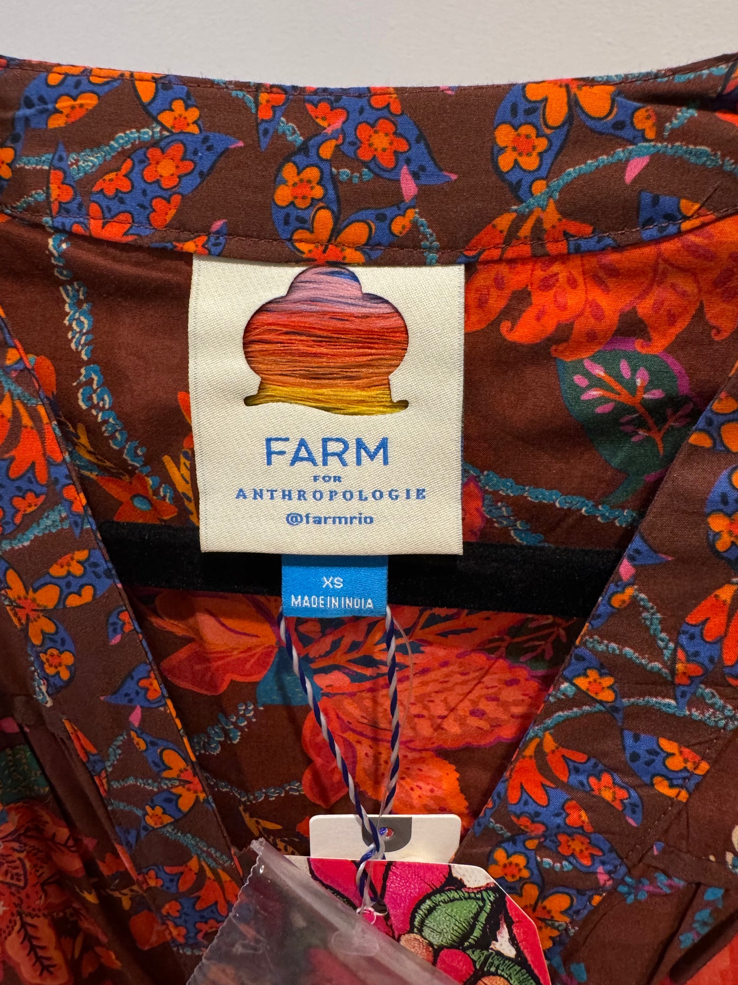 Farm Rio Button-Front Orange Floral Dress size XS