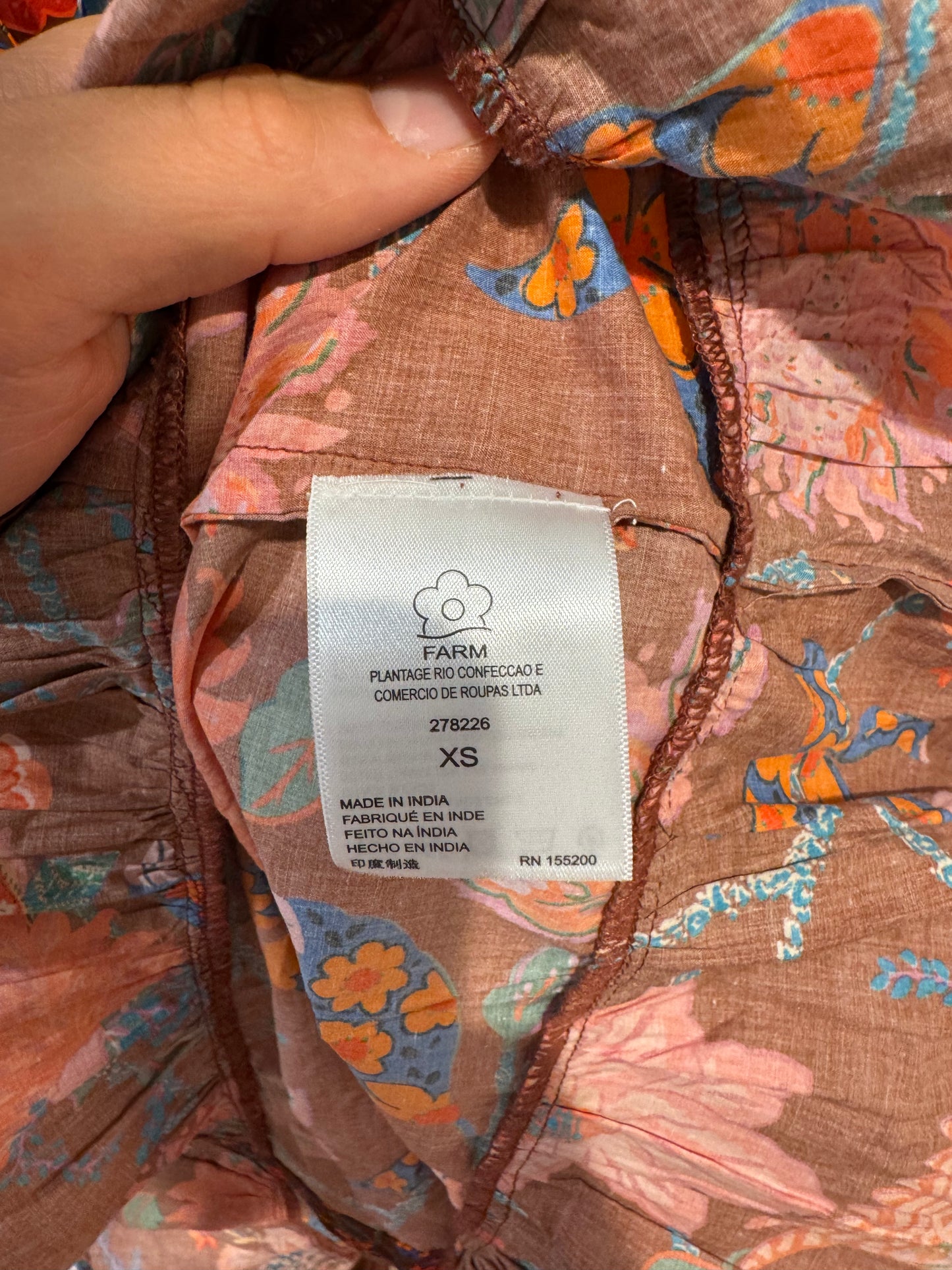 Farm Rio Button-Front Orange Floral Dress size XS