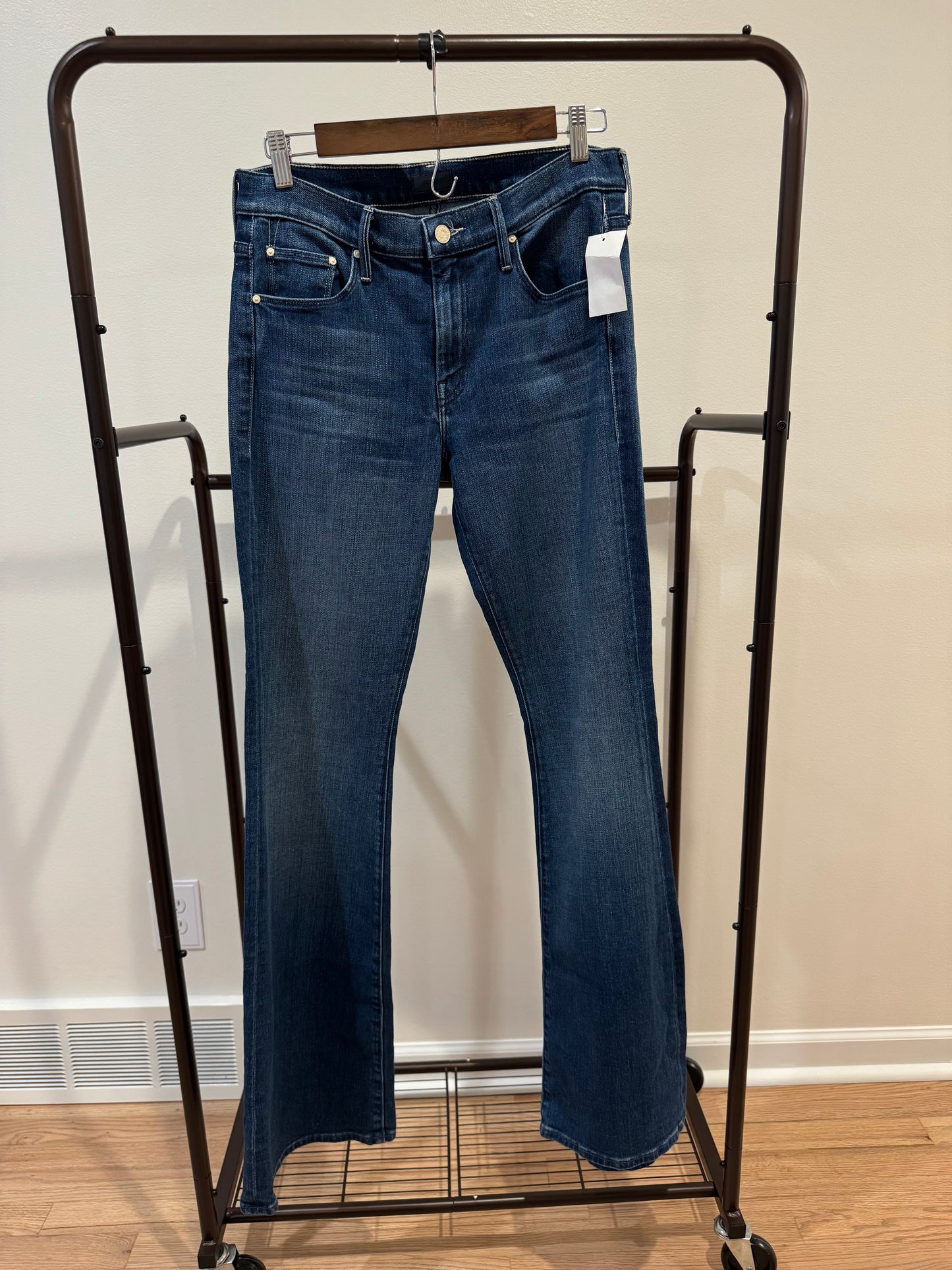 Mother The Down Low Weekender Heel in High Tide Wash size 30
