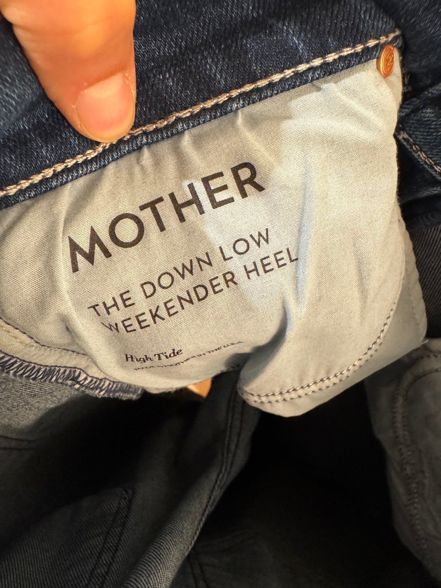 Mother The Down Low Weekender Heel in High Tide Wash size 30