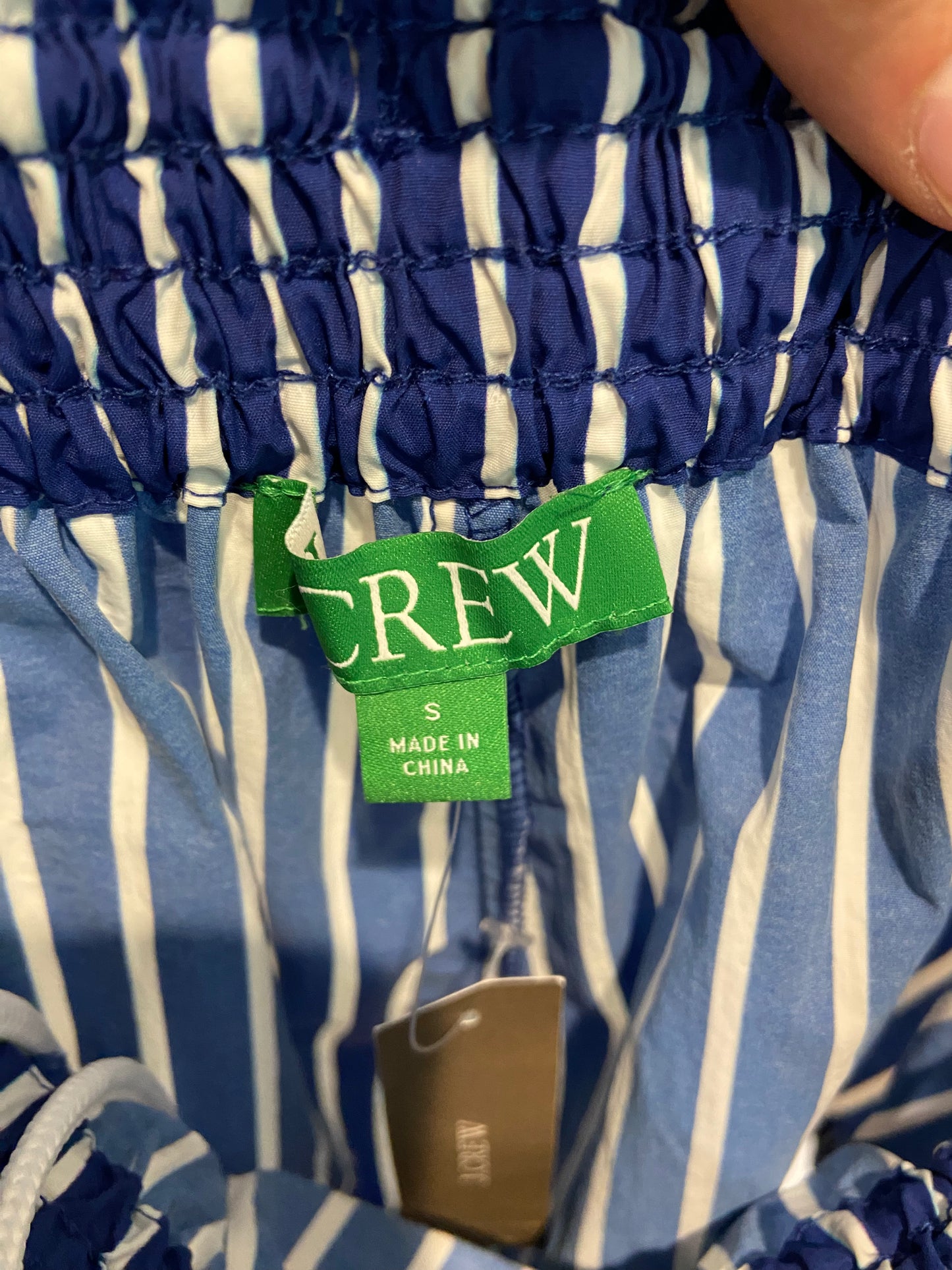 J. Crew Smocked Waist Short in Blue Stripe size S