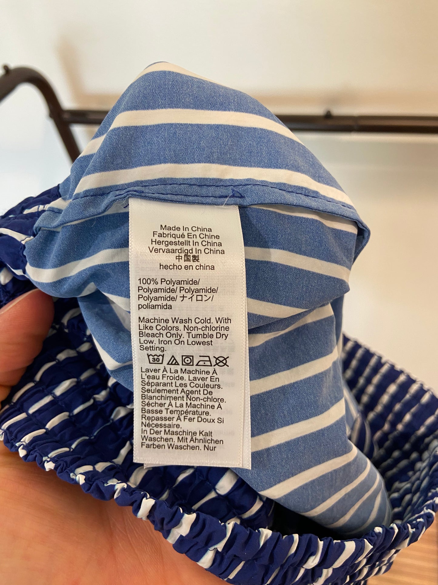 J. Crew Smocked Waist Short in Blue Stripe size S