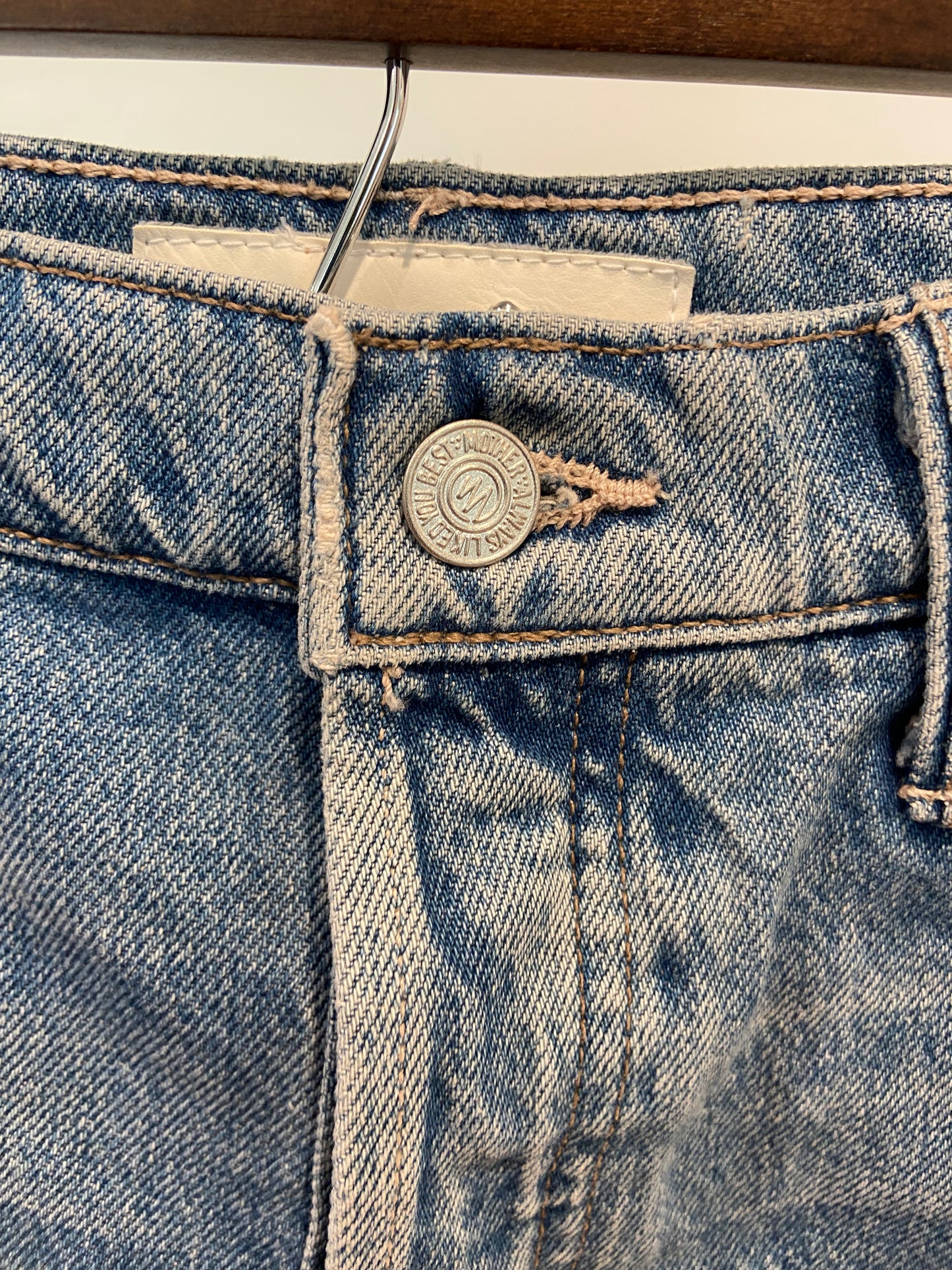 Mother The Skipper Short N Long Fray Jean Shorts size 26