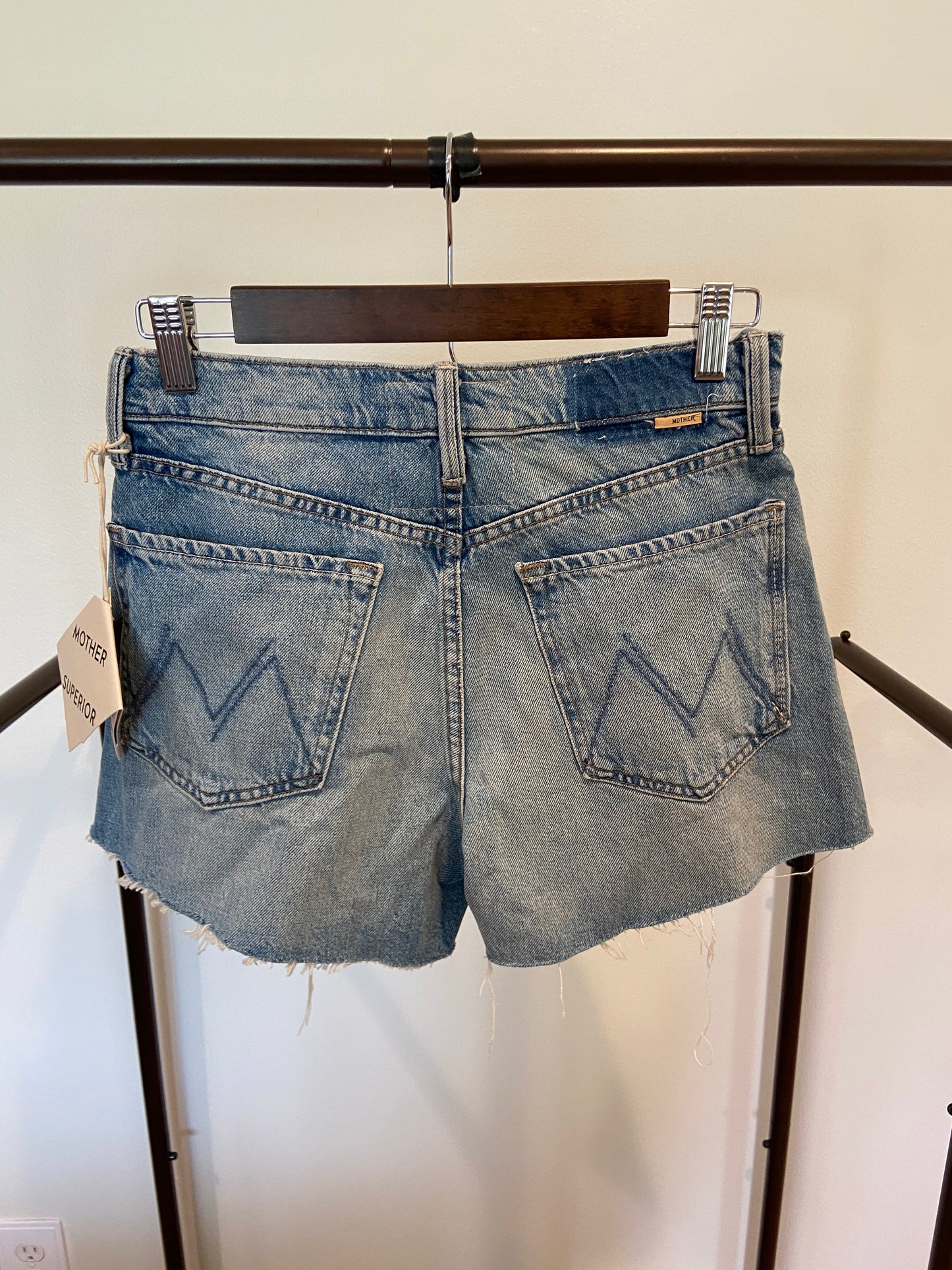 Mother The Skipper Short N Long Fray Jean Shorts size 26