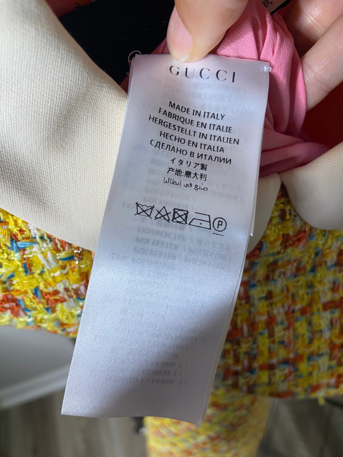 Gucci Yellow Tweed Embellished Mini Dress size XS