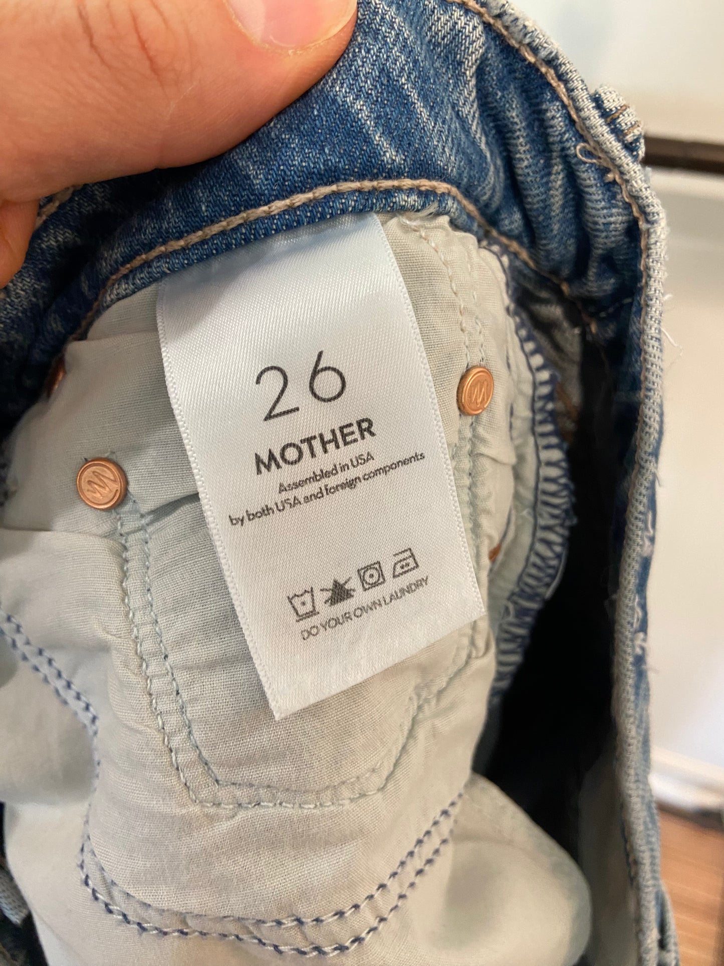 Mother The Skipper Short N Long Fray Jean Shorts size 26