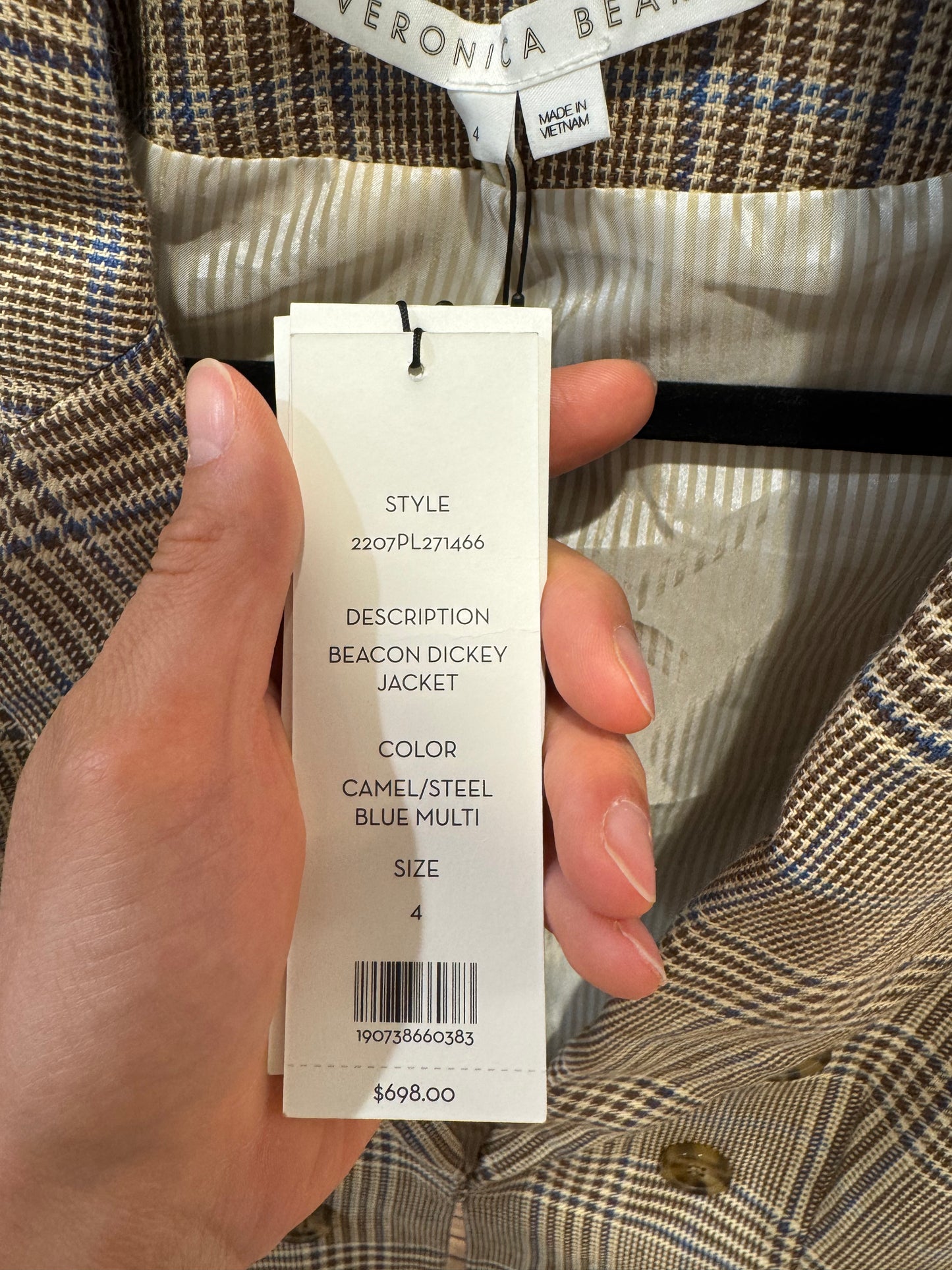 Veronica Beard Beacon Dickey Jacket in Camel/Steel size 4