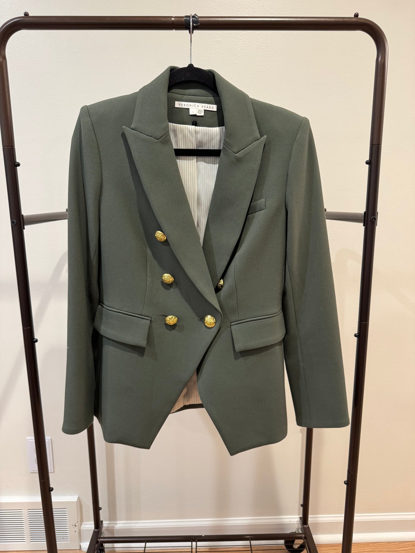 Veronica Beard Miller Dickey Jacket in Olive with Gold Buttons size 4