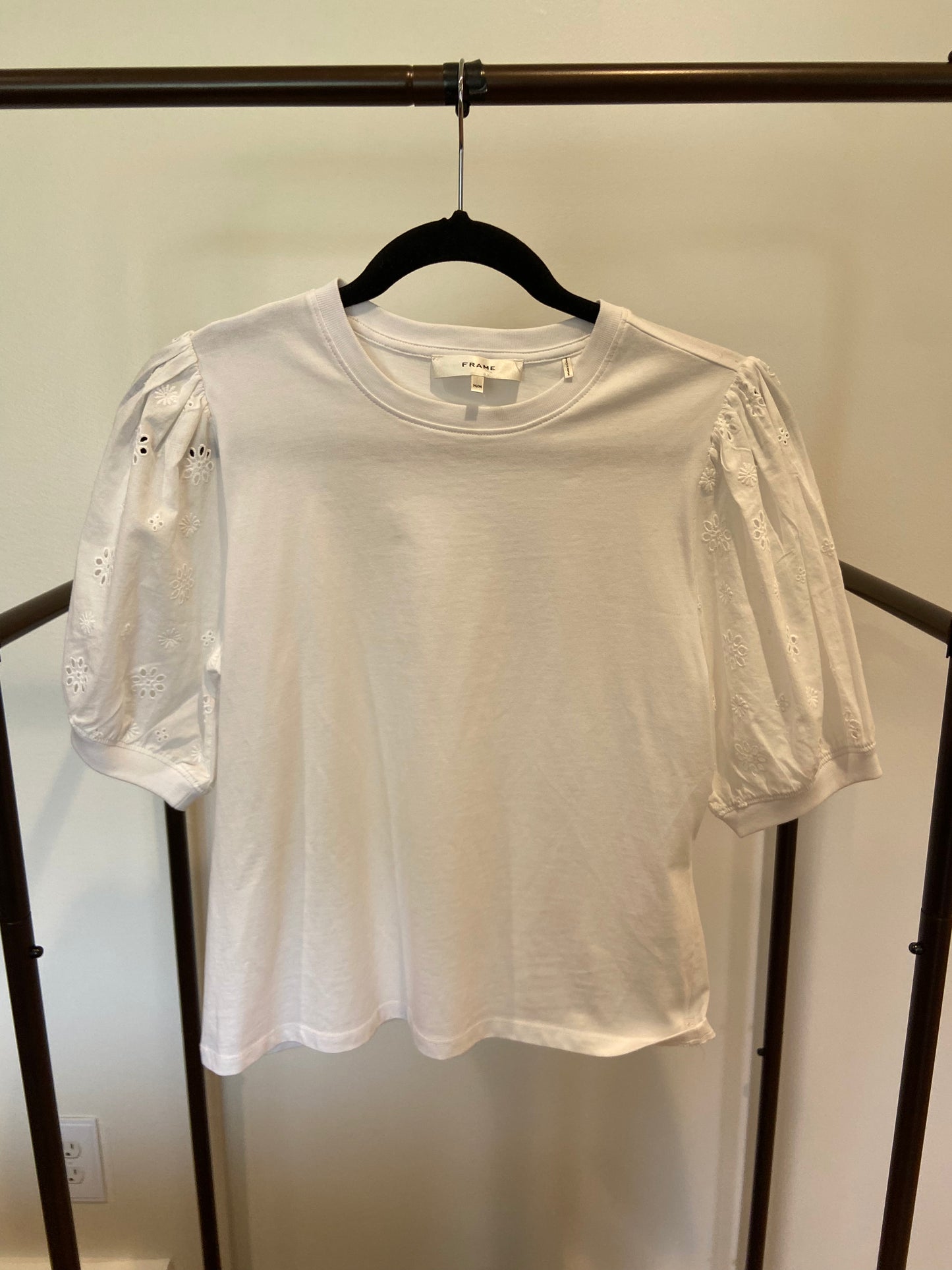 Frame The Lace Sleeve Tee size M
