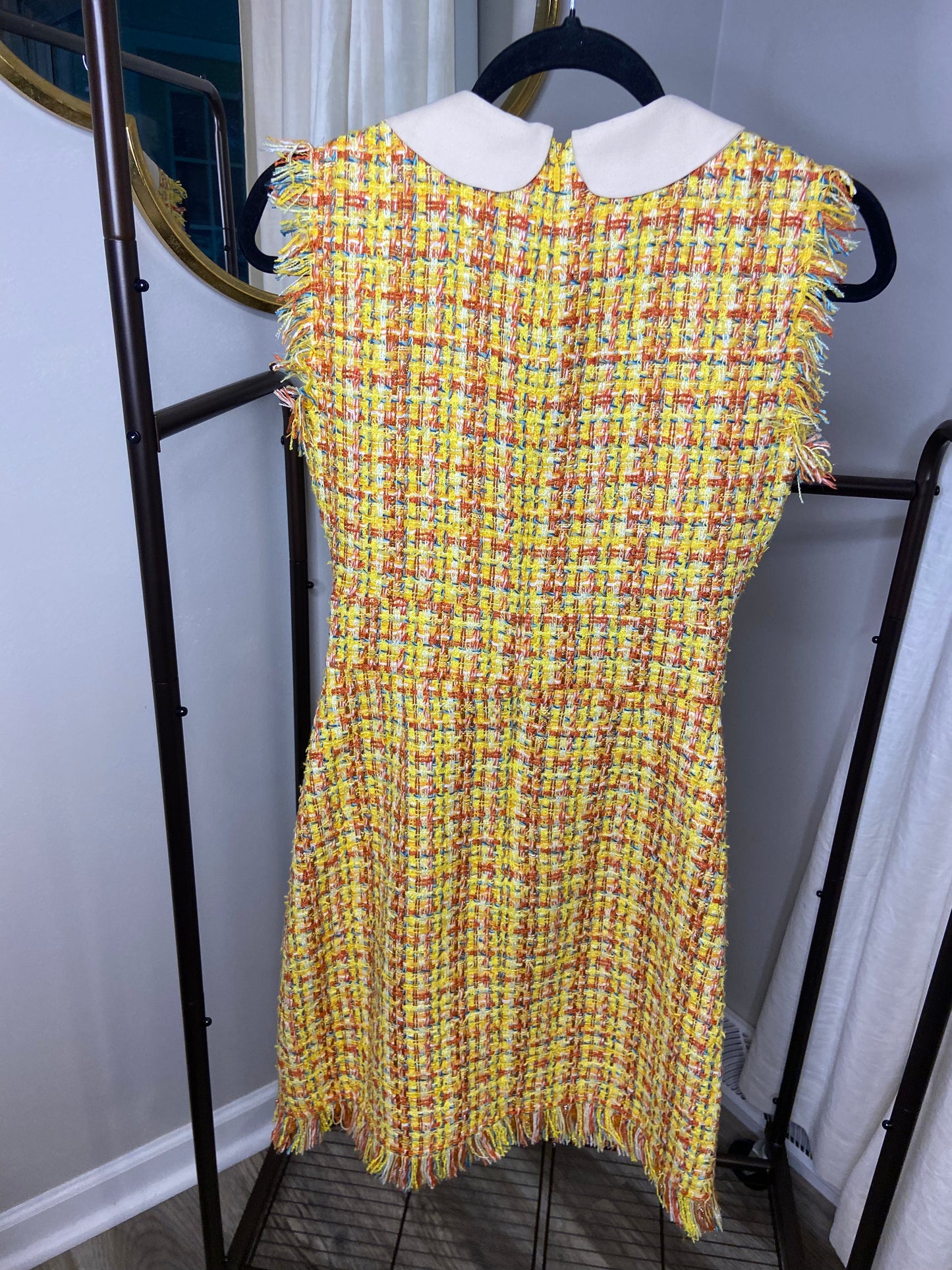 Gucci Yellow Tweed Embellished Mini Dress size XS