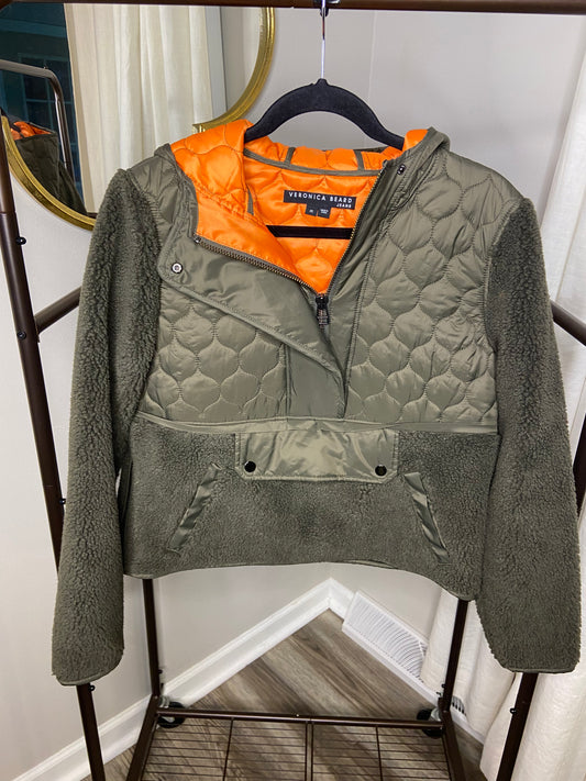 Veronica Beard Army Green Quilted Sherpa Leo Pullover size XS