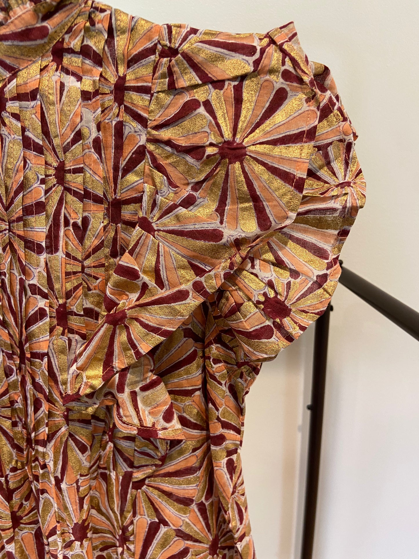 Oliphant Pintuck Ruffle Blouse Wine Roman size XXS