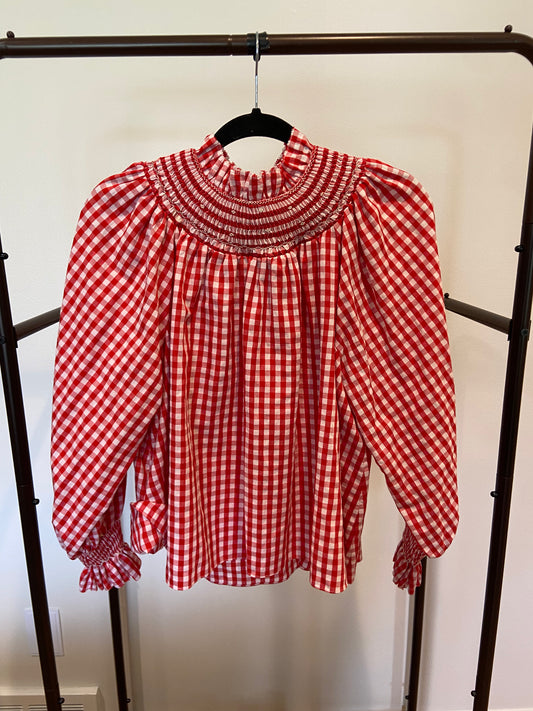 Hunter Bell Hayes Blouse Red Gingham size L