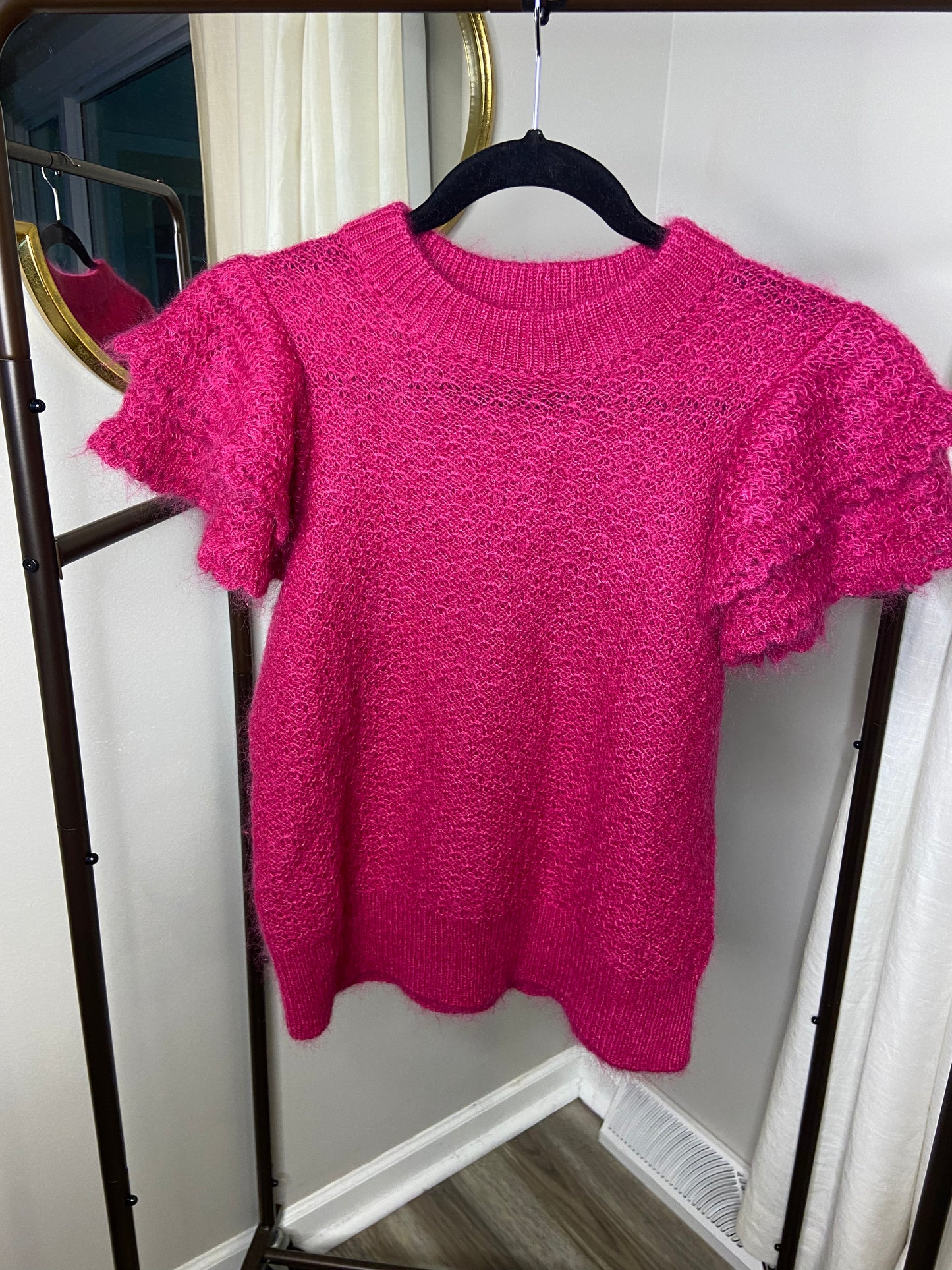 Sezane Ilda Ruffle Sleeves Sweater Top size S
